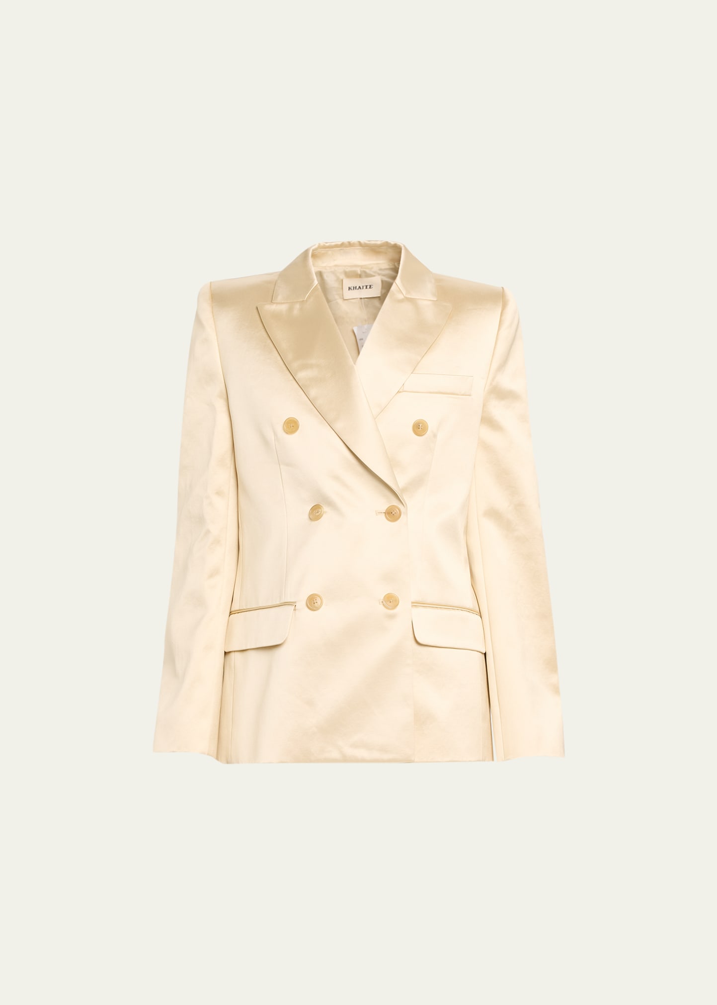 Khaite Nathan Double-breasted Blazer Jacket With Padded Shoulders In Ecru