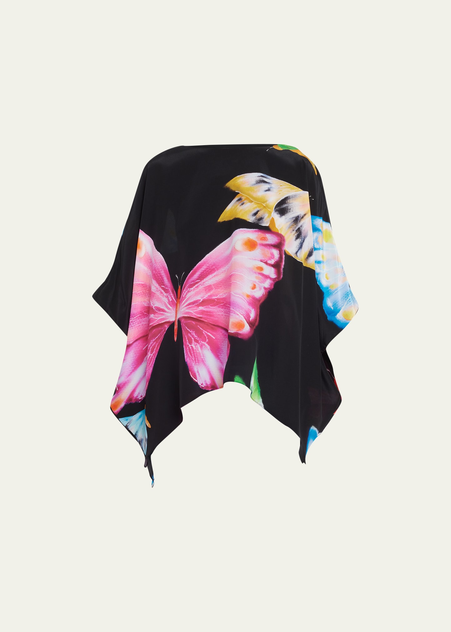 Josie Natori Kyoko Butterfly-Print Dolman-Sleeve Top