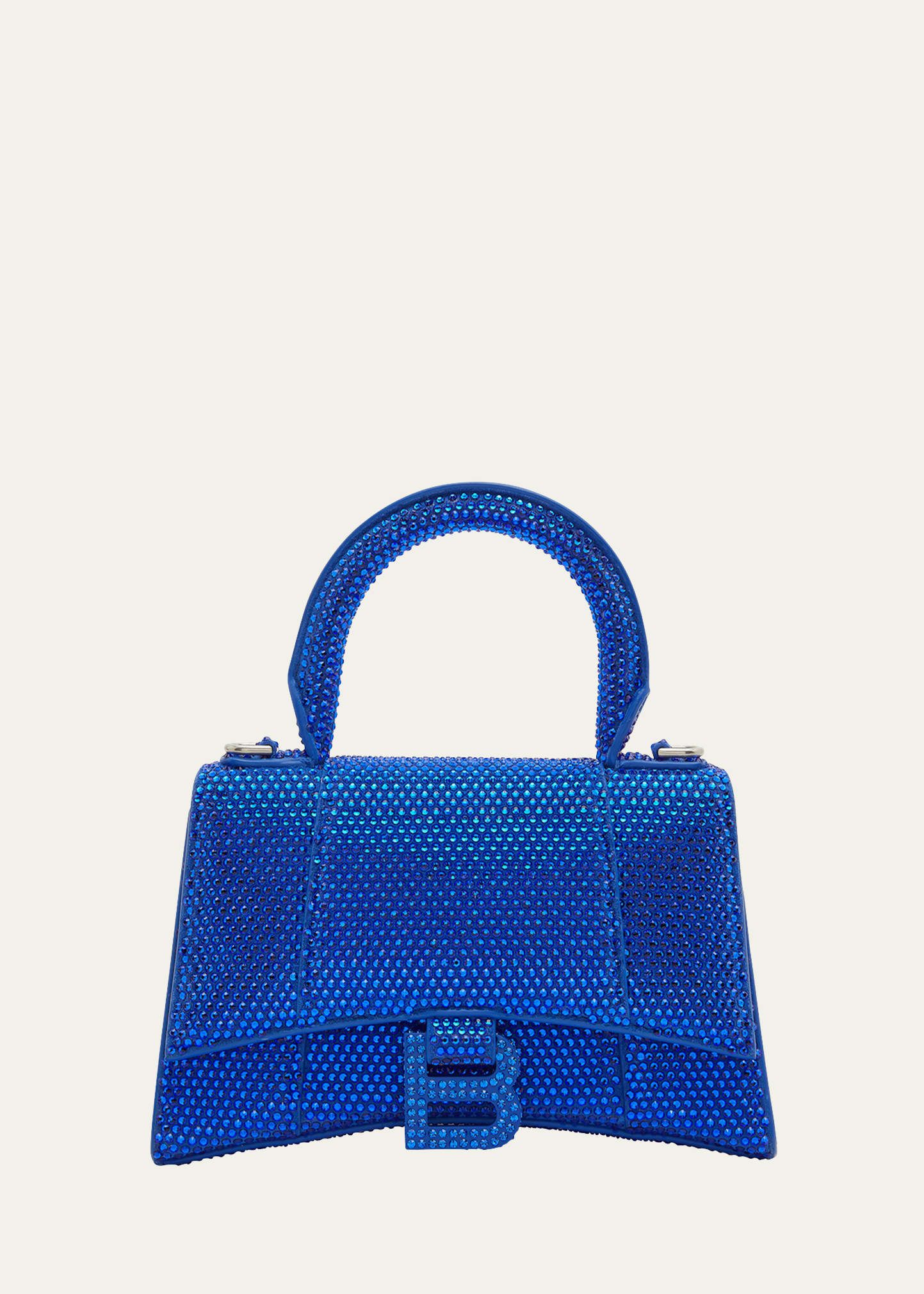 Balenciaga Hourglass Xs Strass Suede Top-handle Bag In Electric Blue