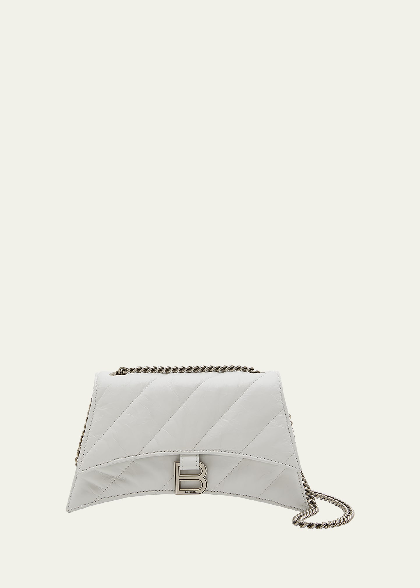 Balenciaga Crush M Quilted Creased-leather Shoulder Bag In White