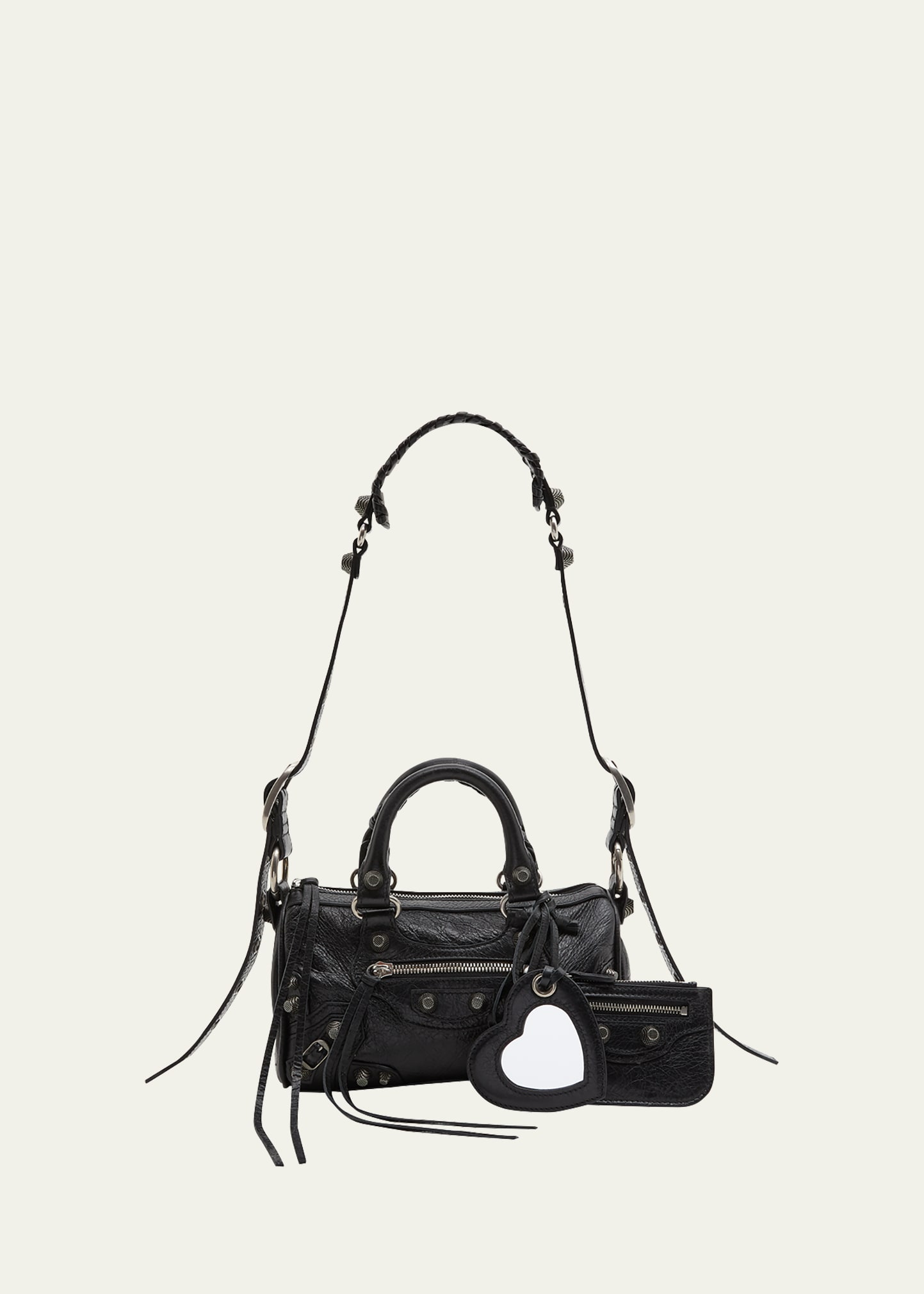 Shop Balenciaga Le Cagole Mini Leather Shoulder Bag In 1000 Black