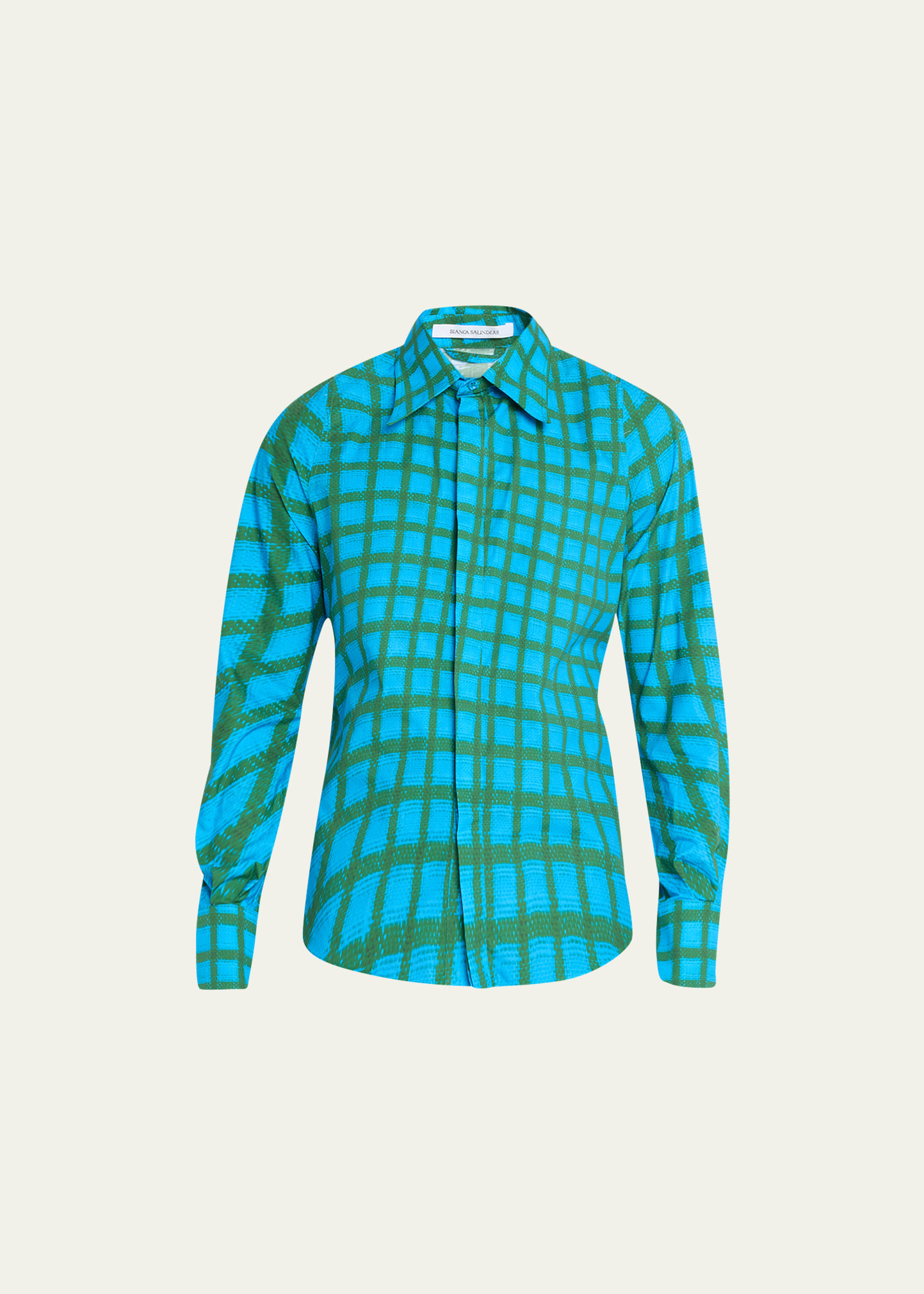 Men's Twerked Tile-Print Sport Shirt