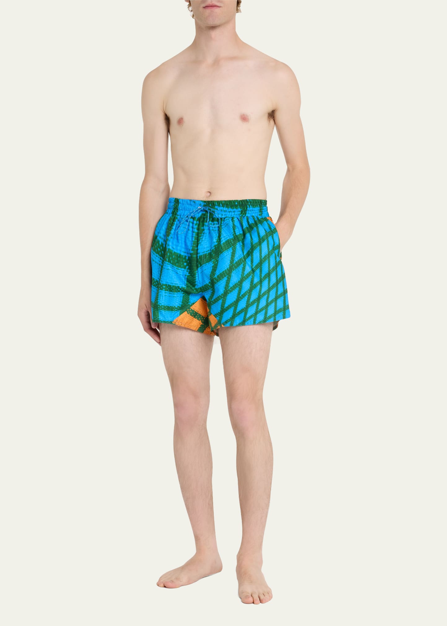 Men's Twerked Tile-Print Swim Shorts