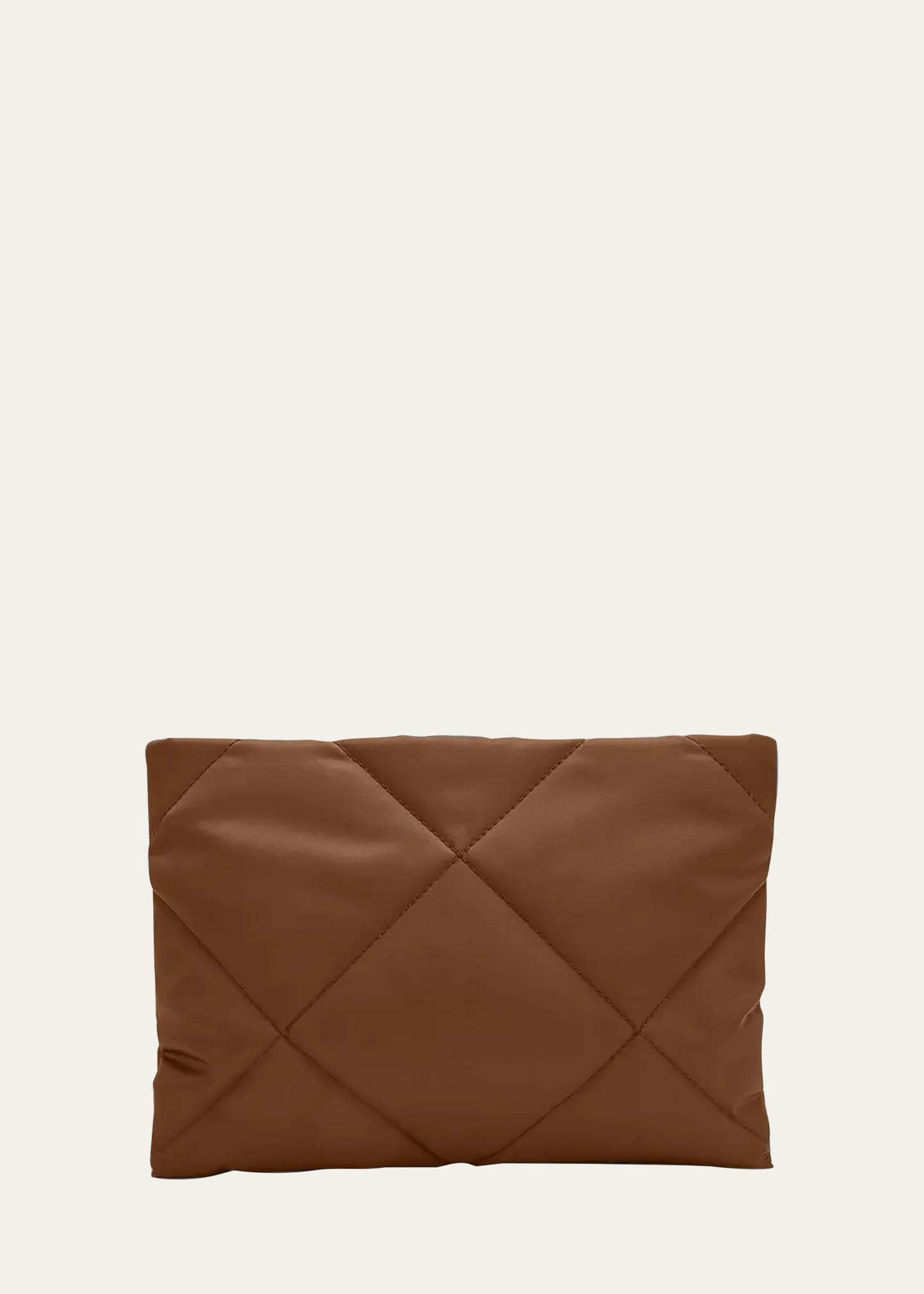 Brunello Cucinelli Monili Quilted Taffeta Pouch Clutch Bag In Brown