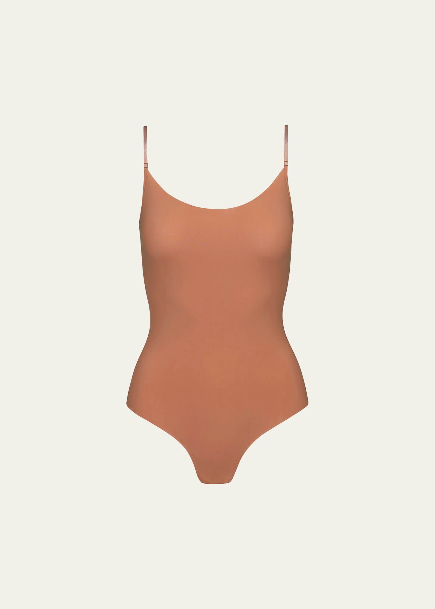 Shop Commando Scoop-neck Microfiber Cami Bodysuit In Caramel