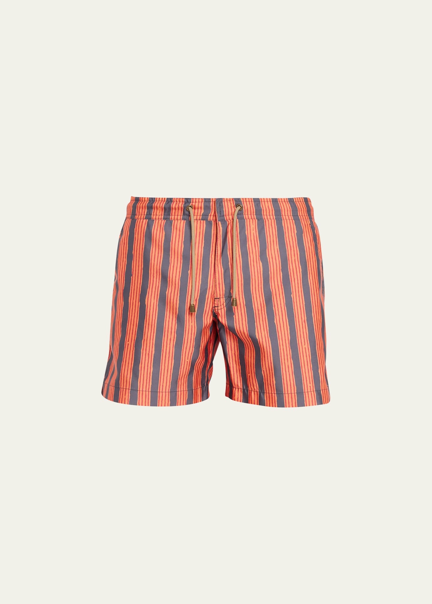 Thorsun Men's Hand-drawn Striped Swim Shorts In Orange