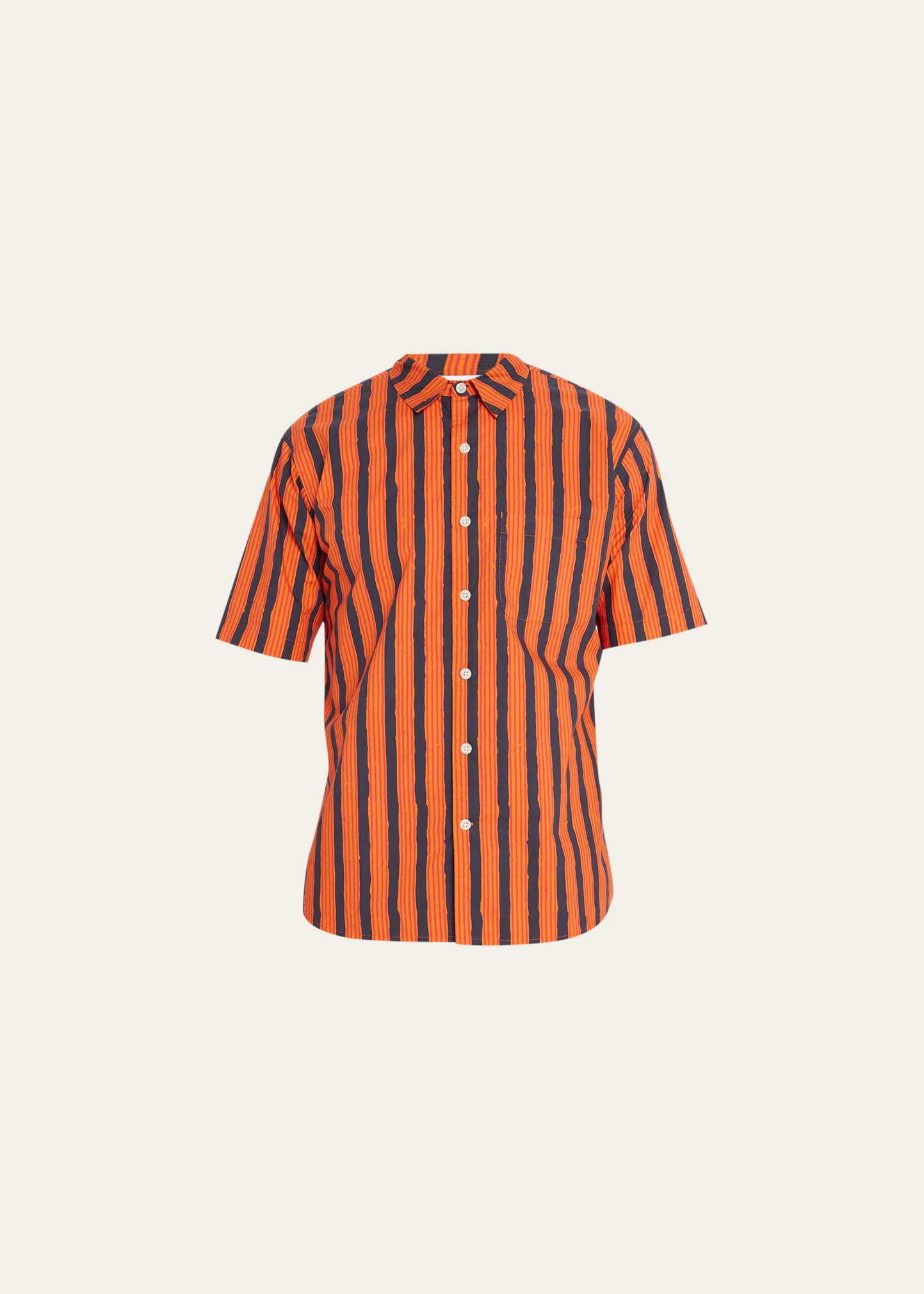 Thorsun Men's Hand-drawn Striped Sport Shirt In Orange