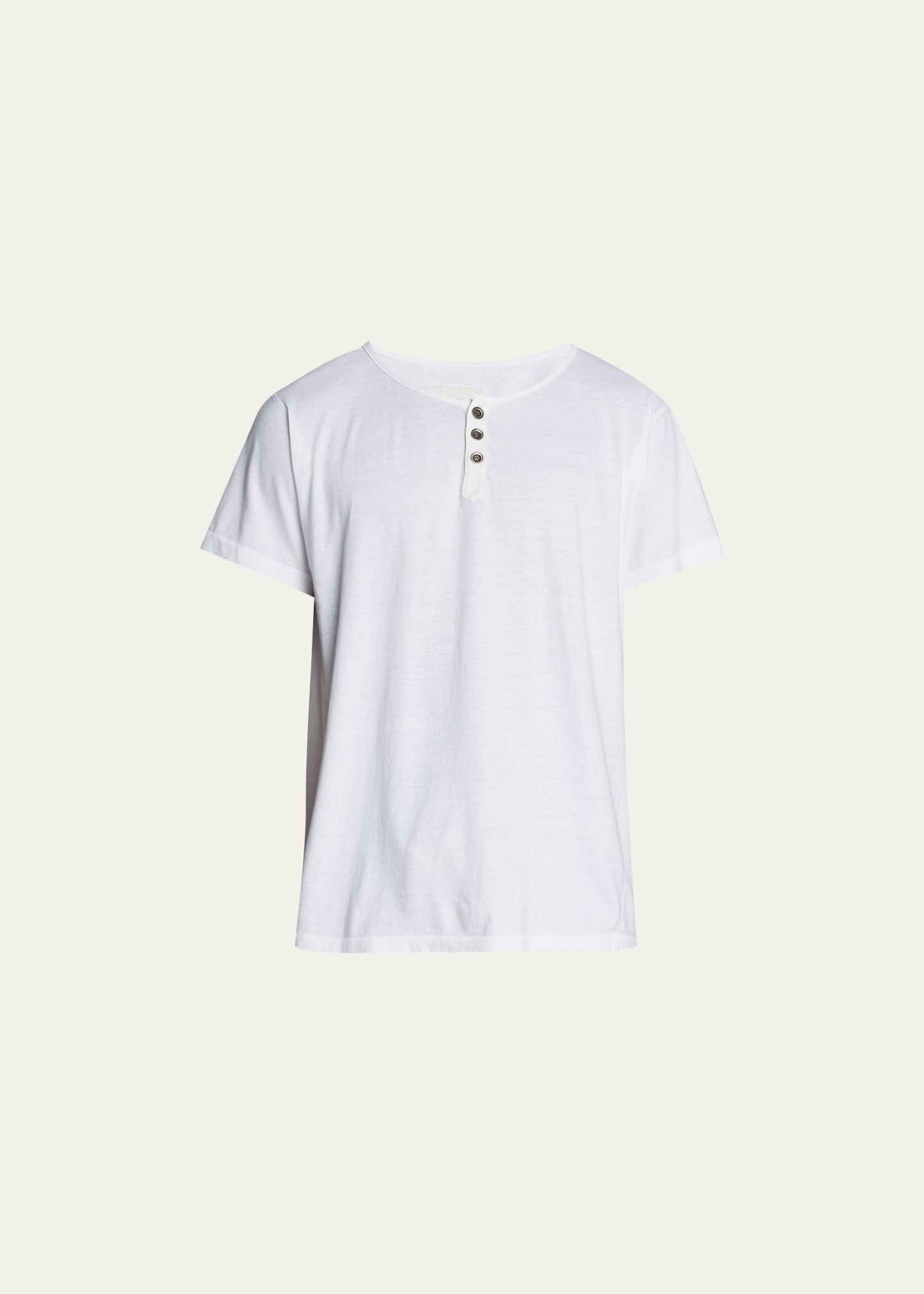 Shop Greg Lauren Men's Henley Jersey Shirt In White