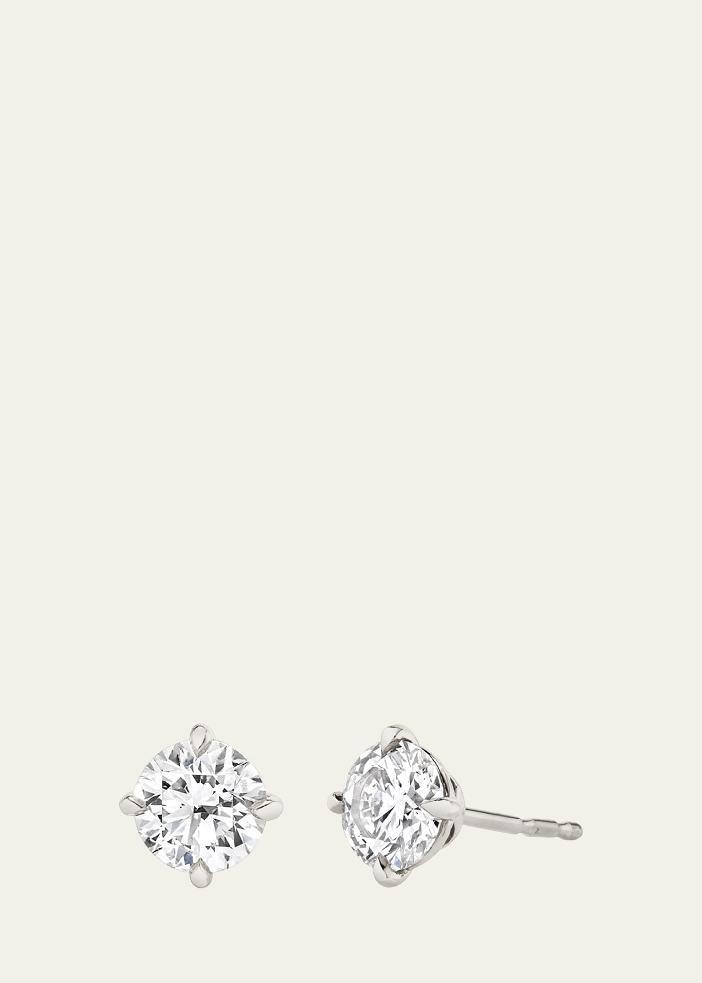 14K Brilliant Round Lab Created/VRAI Created Diamond Solitaire Stud Earrings, 3.0tcw