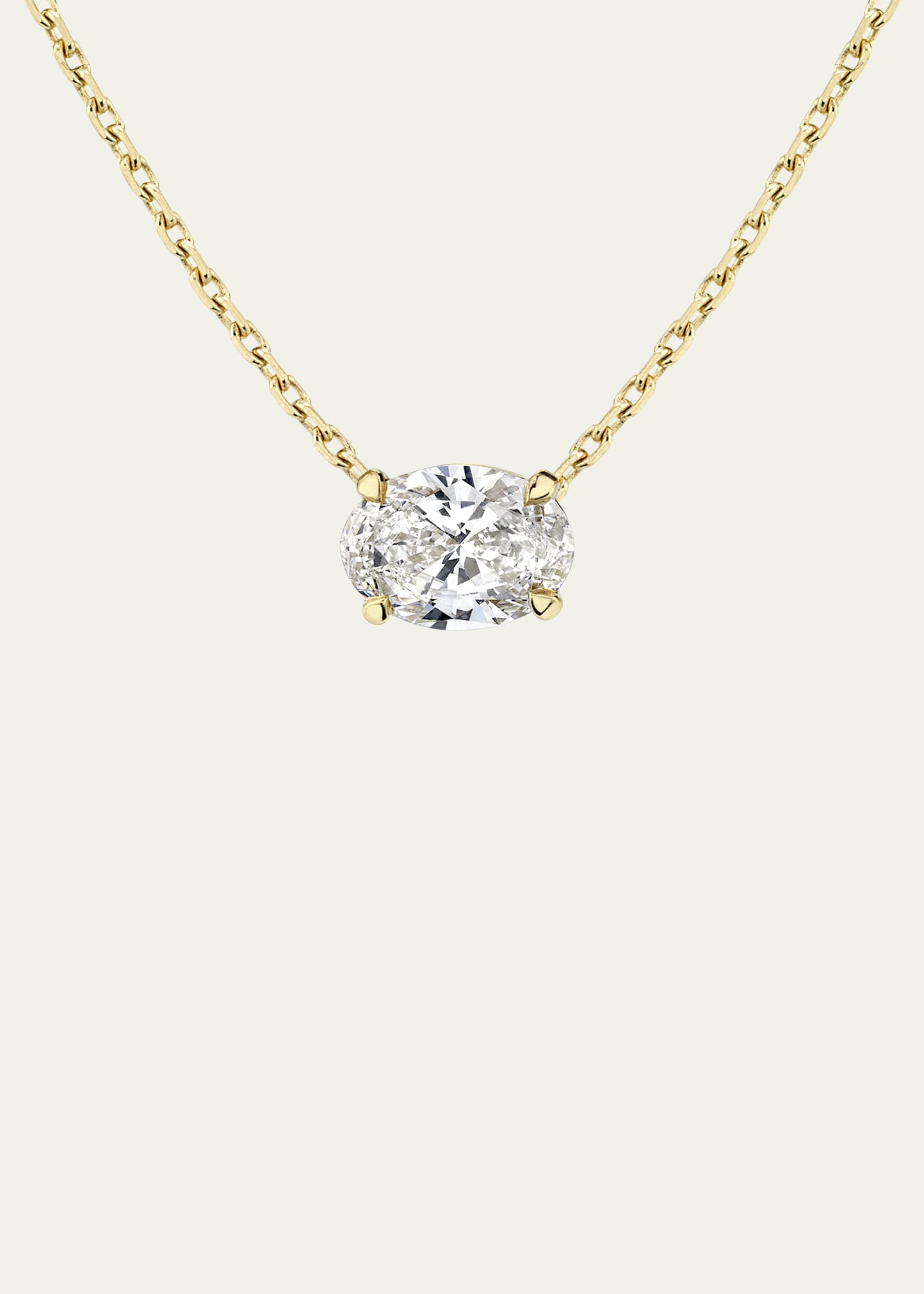 14K Oval Lab Created/VRAI Created Diamond Solitaire Necklace