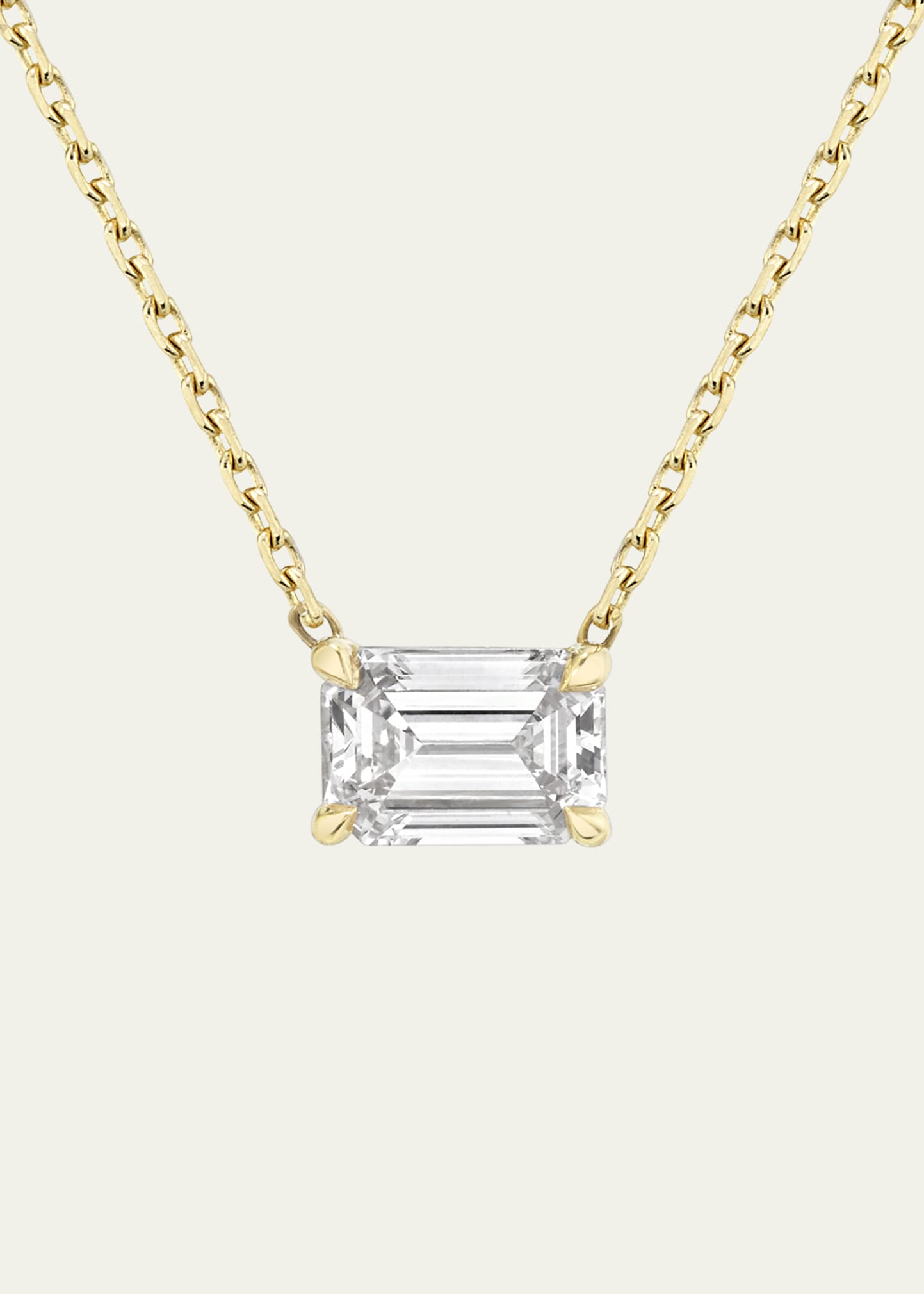 VRAI 14K EMERALD LAB CREATED/VRAI CREATED DIAMOND SOLITAIRE NECKLACE