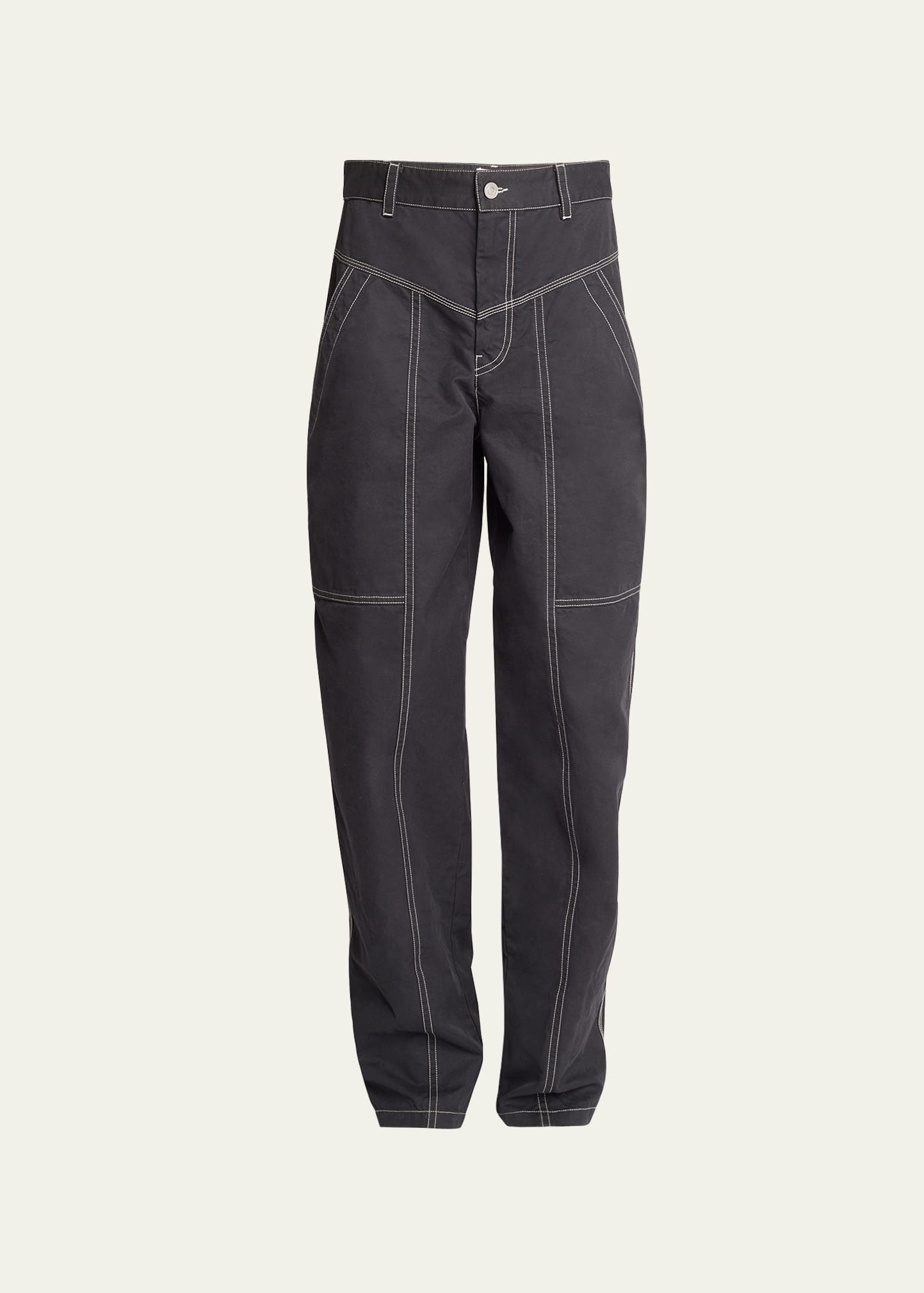 Isabel Marant Étoile Denzel Wide-leg Topstitch Pants In Faded Black