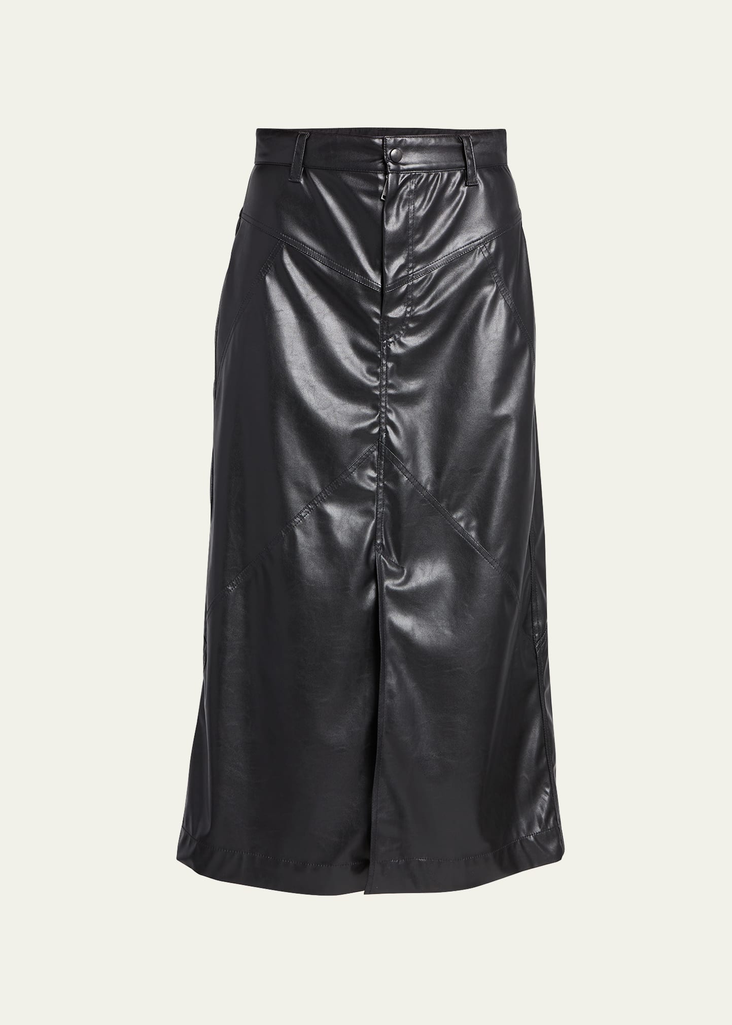 Etoile Isabel Marant Breanne Paneled Faux-Leather Midi Skirt