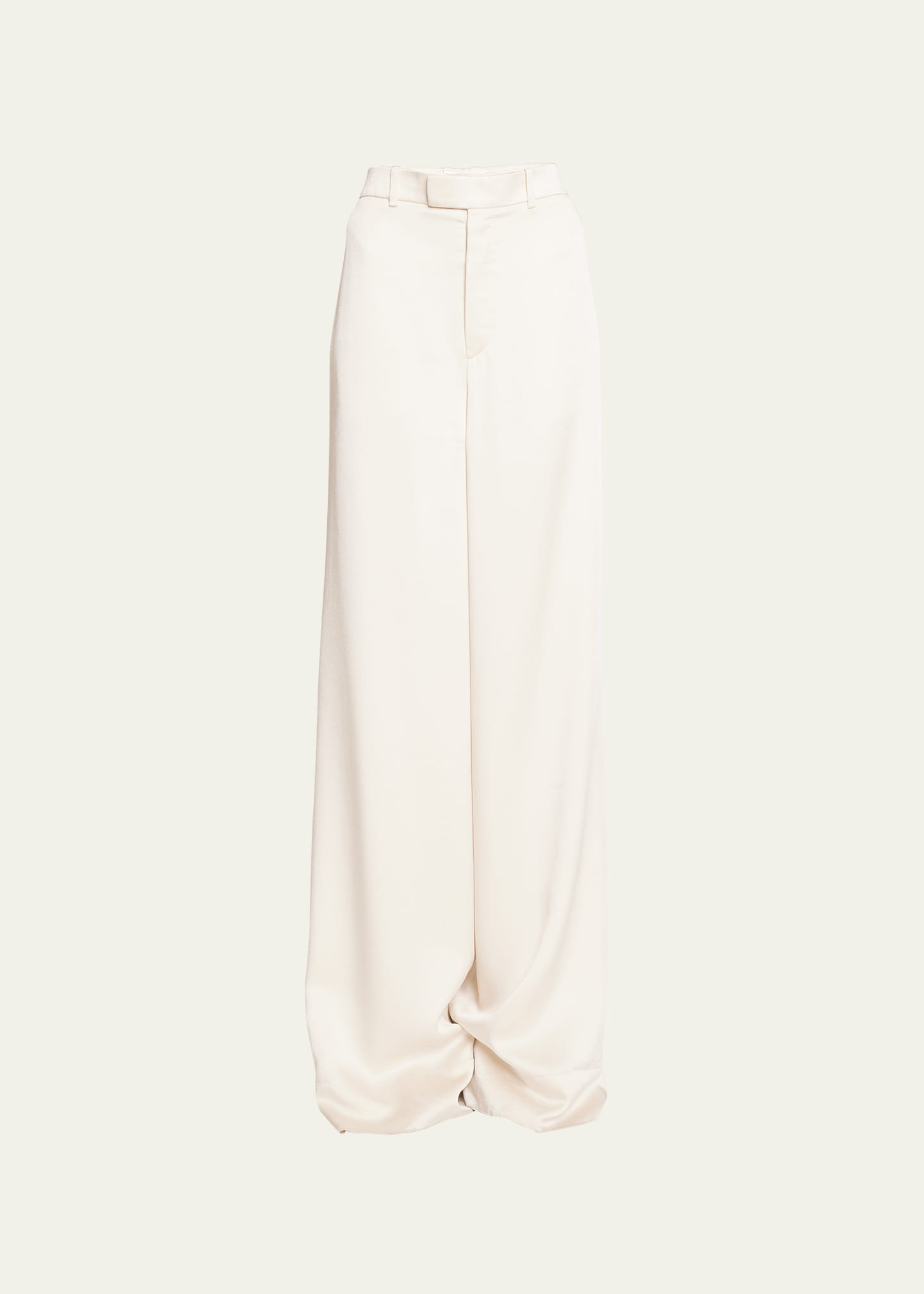 Shop Saint Laurent Satin Wide-leg Trousers In Cream