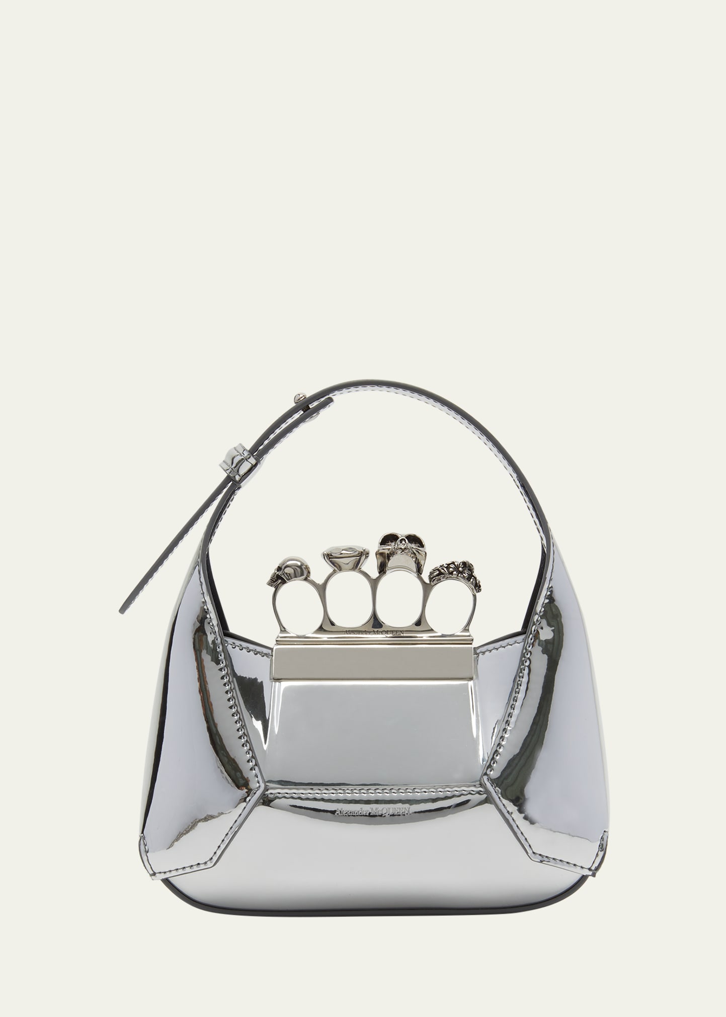 Alexander McQueen Mini Jewel Skull Metallic Top-Handle Bag