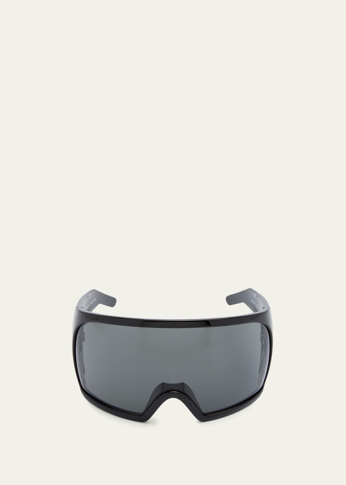 Rick Owens Men's Kriester Acetate Shield Sunglasses In Black/black