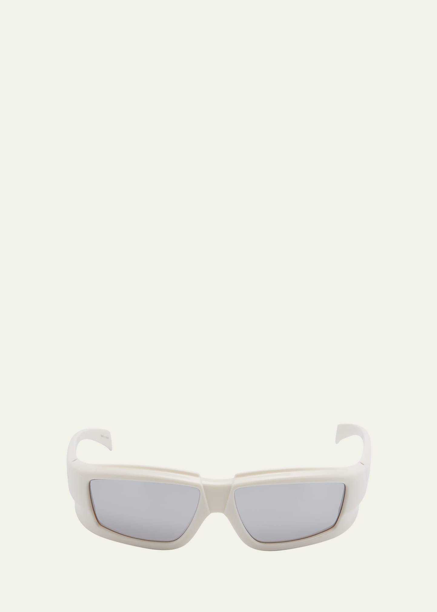 Rick Owens Men's Rick Rectangle Sunglasses In Cream/silver