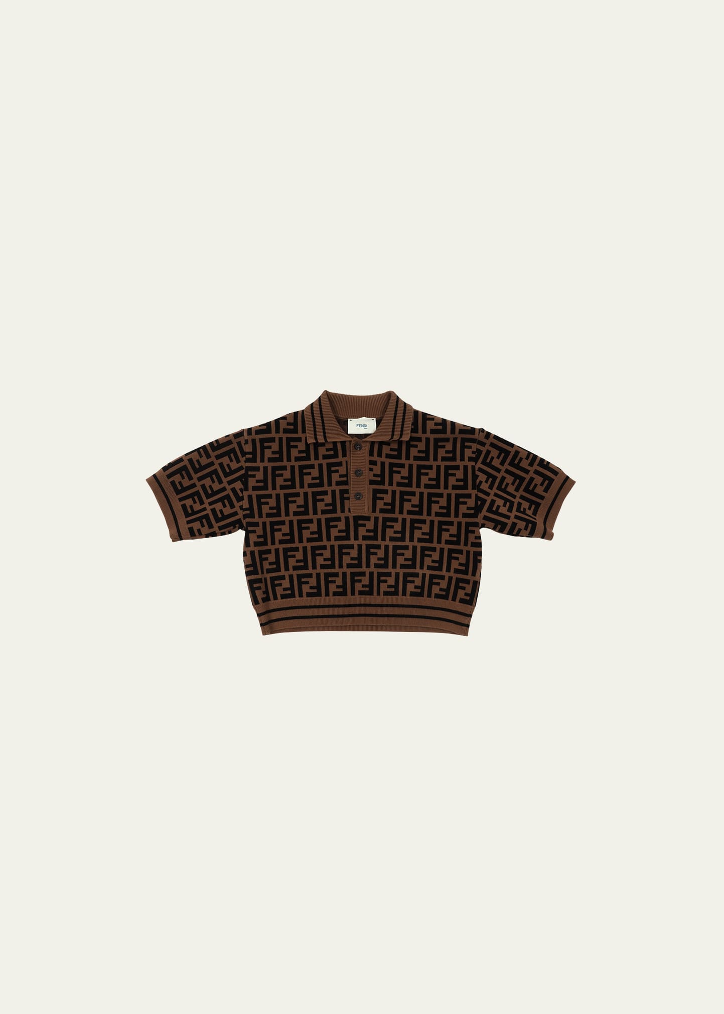 Fendi Kids' Girl's Monogram-print Polo Shirt In F15b6 Brown