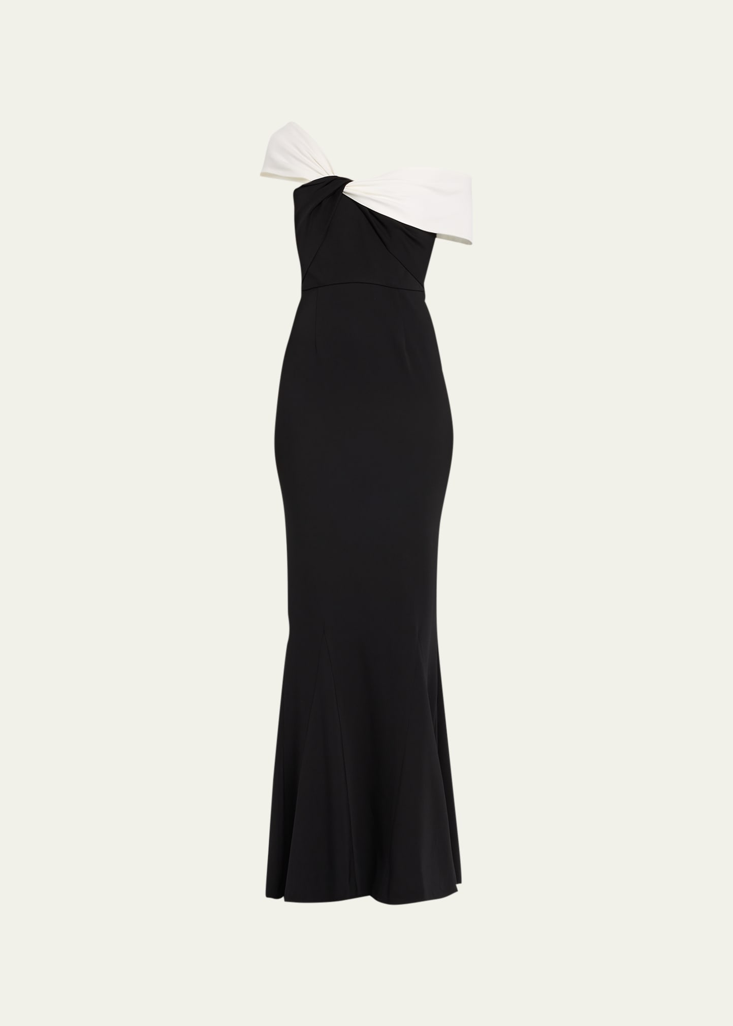 Roland Mouret Asymmetric Twisted Stretch Cady Gown In Black