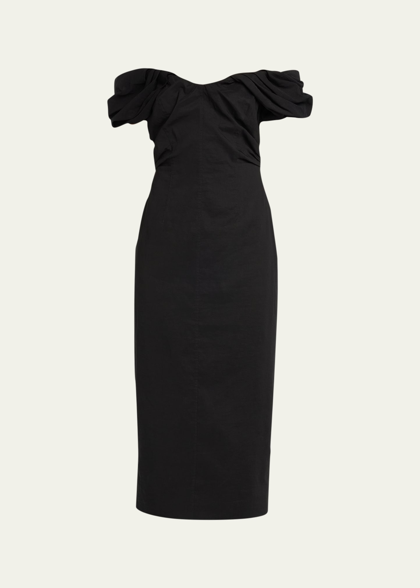 A.l.c Nora Draped Off-the-shoulder Midi Dress In Black