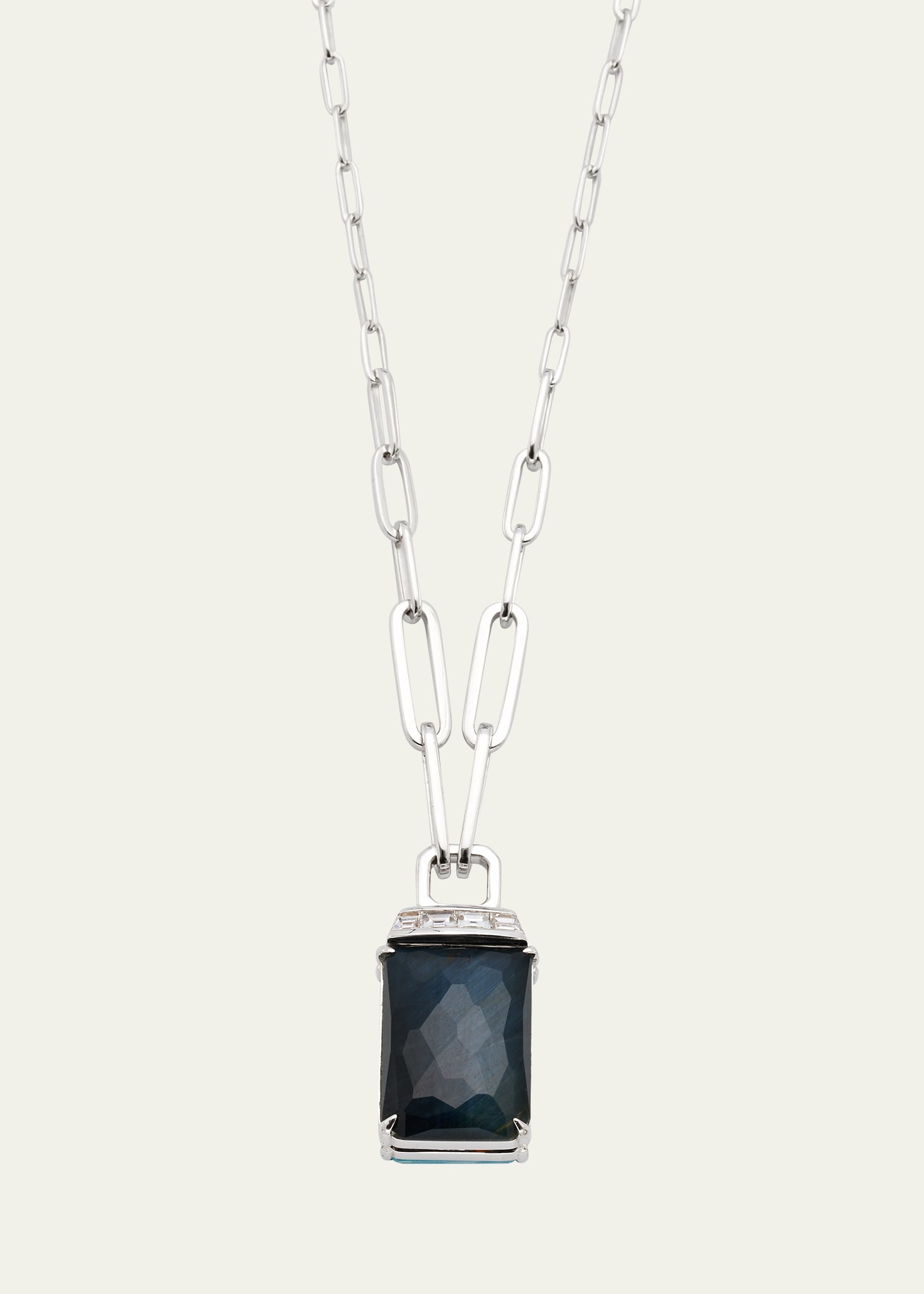 Stephen Webster 18k White Gold Ch2 Twister Pendant Necklace With Turquoise, Falcon's Eye Quartz Crystal Haze And Dia In Metallic