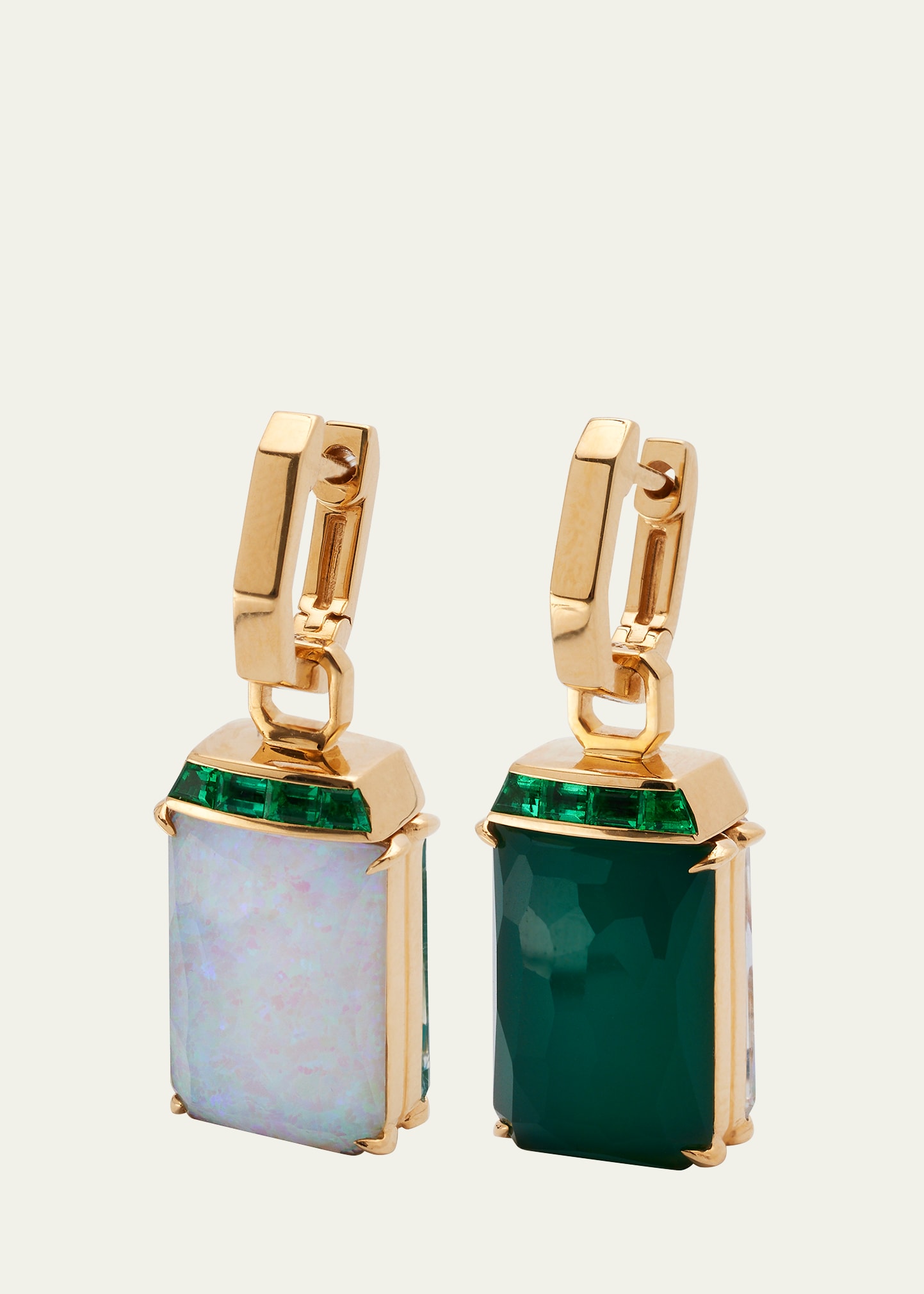 Stephen Webster 18k Yellow Gold Ch2 Large Twister Earrings With Opalescent Crystal Haze Quartz, Green Agate And Emer