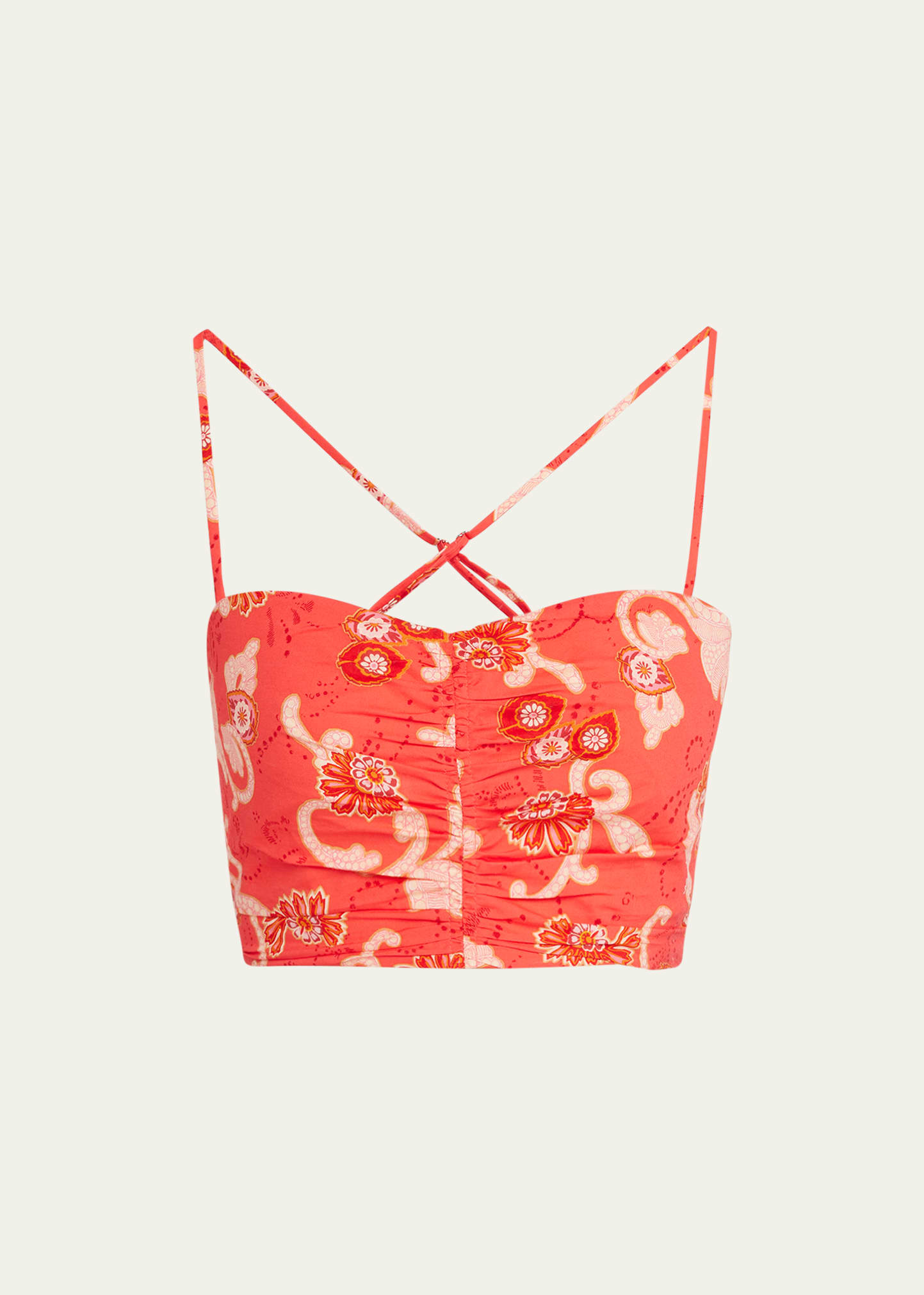 A.l.c Arit Floral Ruched Crop Top In Calla Mult