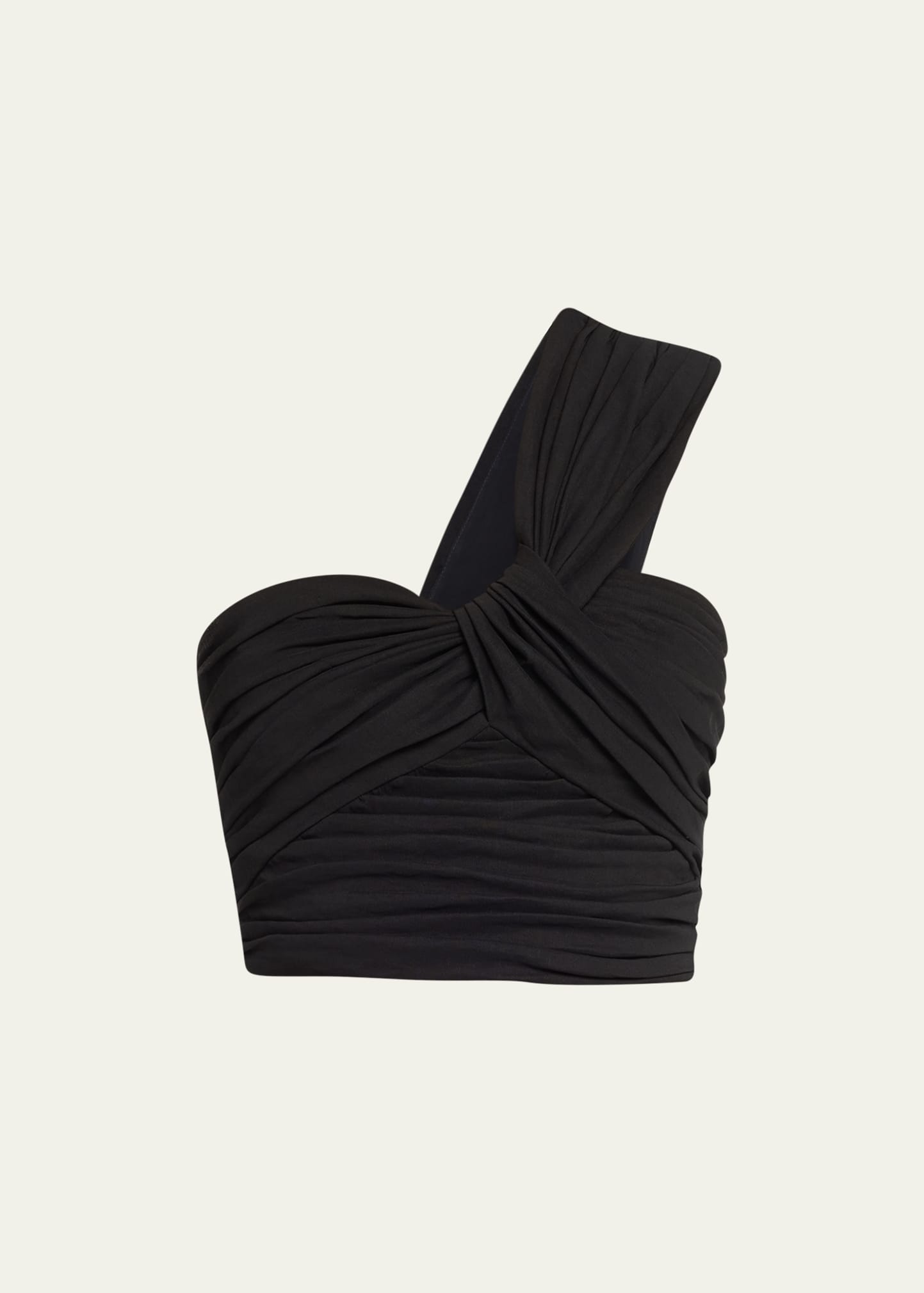 A.l.c Apollo Gathered One-shoulder Crop Top In Black