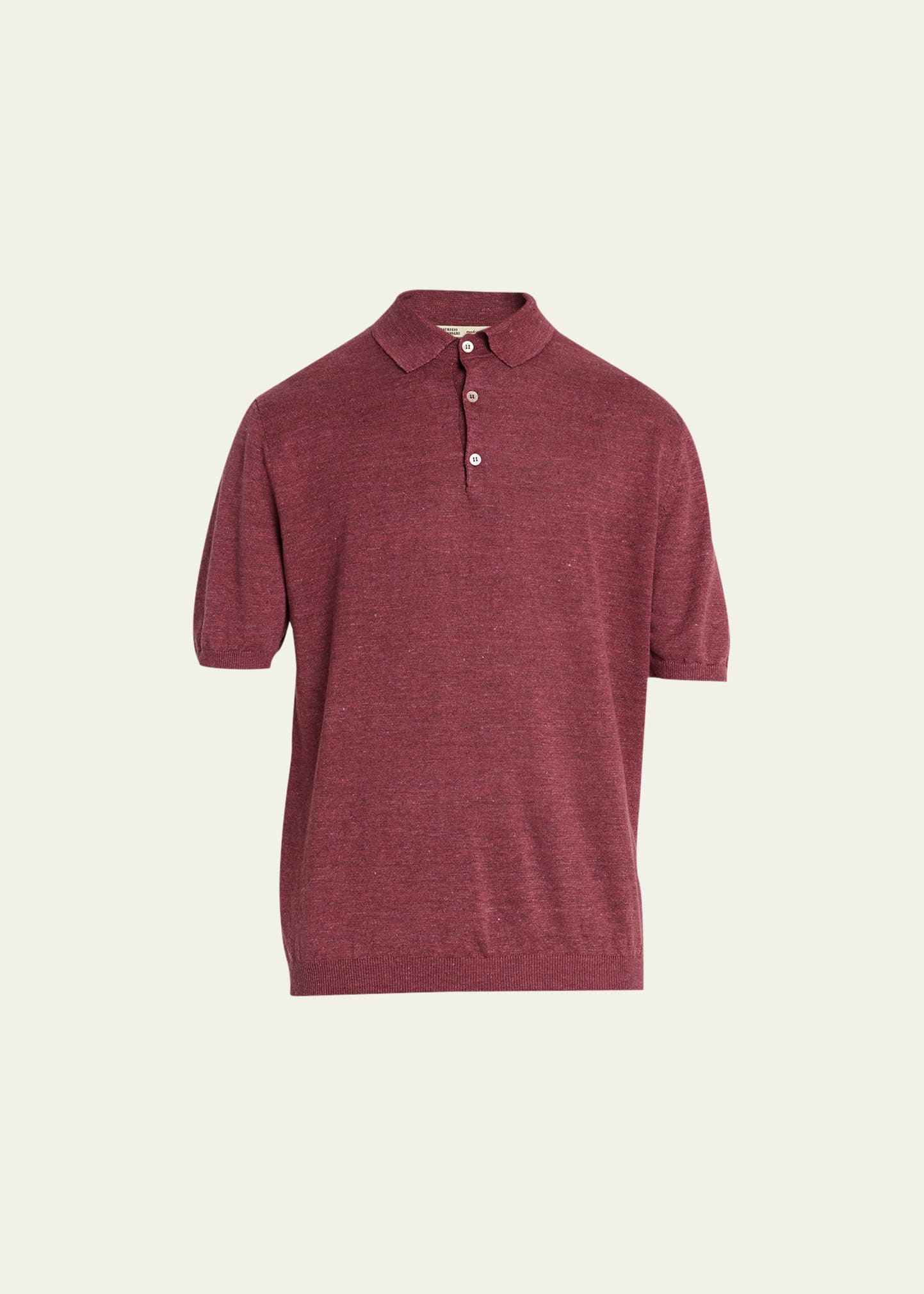 Maurizio Baldassari Men's Linen Polo Sweater In Raspberry Red