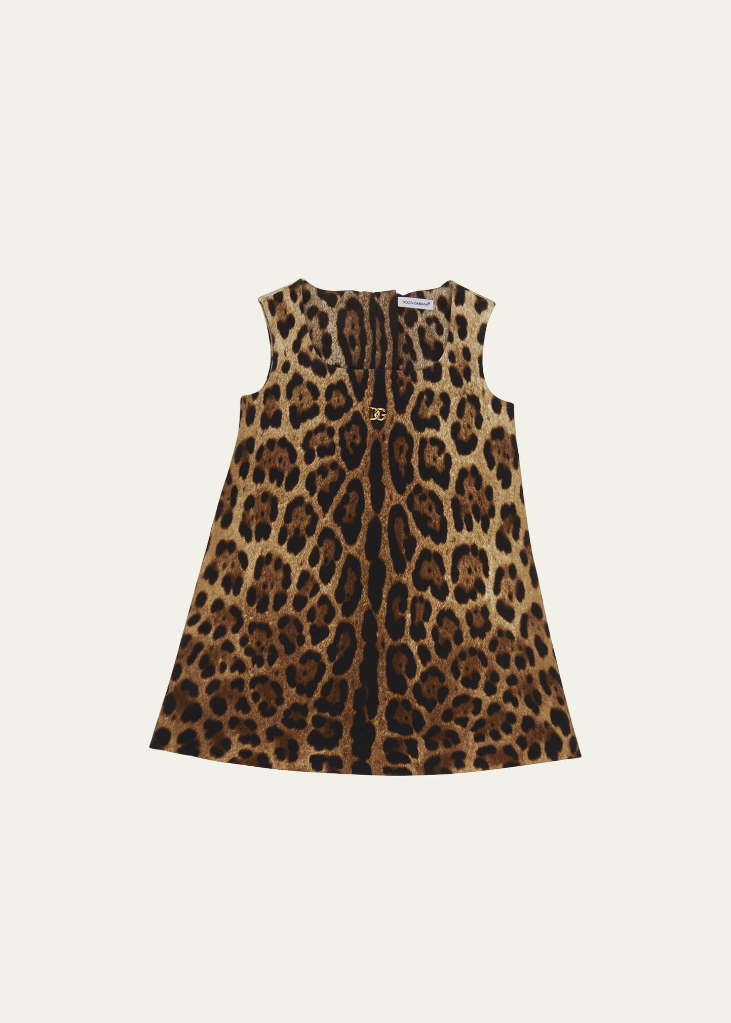 Shop Dolce & Gabbana Girl's Leopard-print A-line Dress In Lghbrowprt