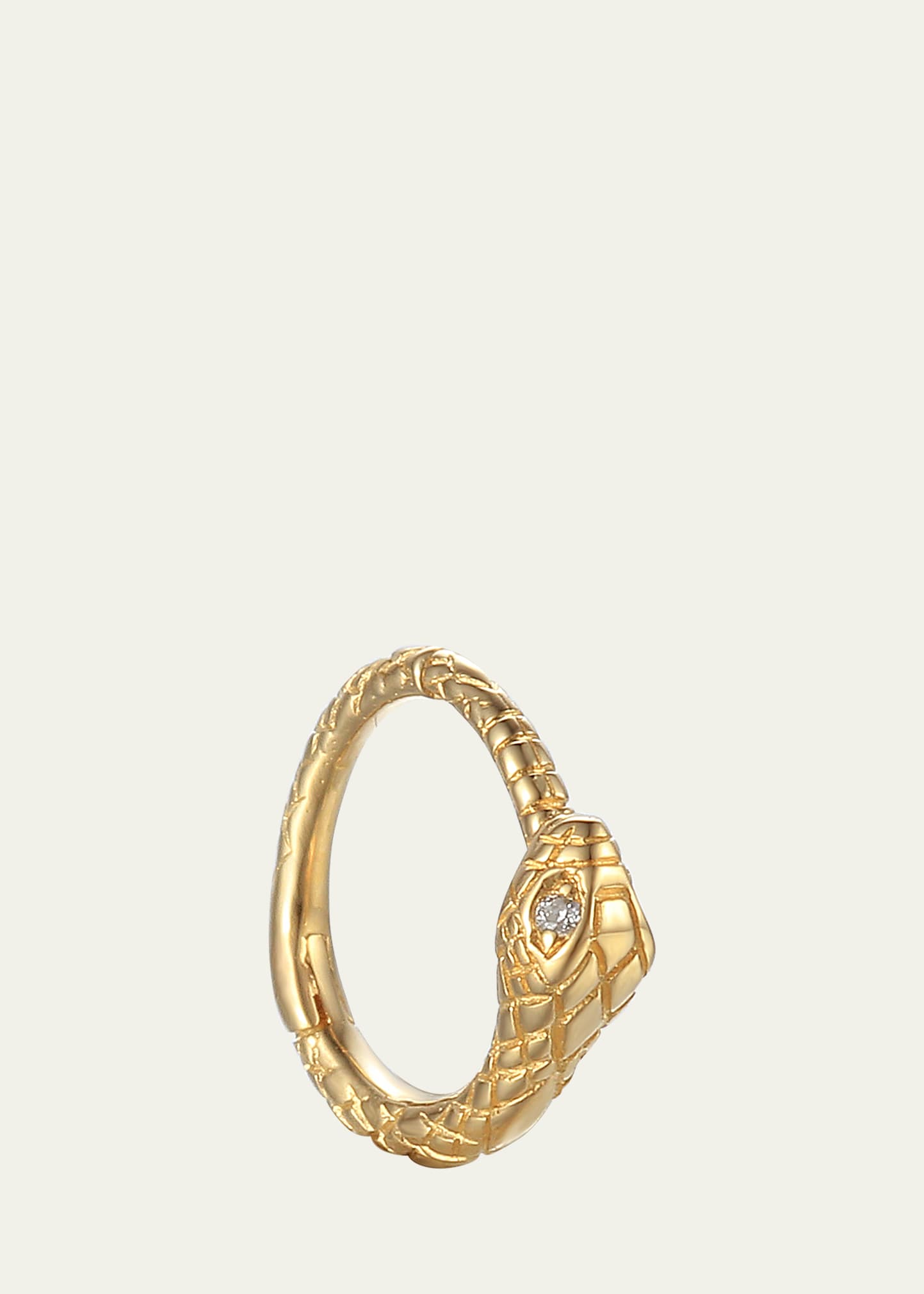 14k Yellow Gold Diamond Snake Huggie Earring