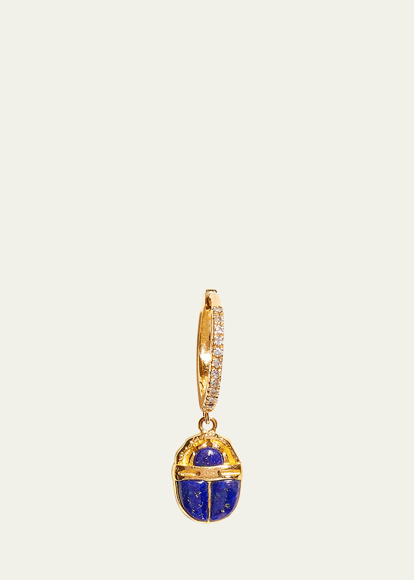Pamela Love 14k Yellow Gold Lapis Lazuli Diamond Inlay Scarab Huggie Hoop Earring In Yg