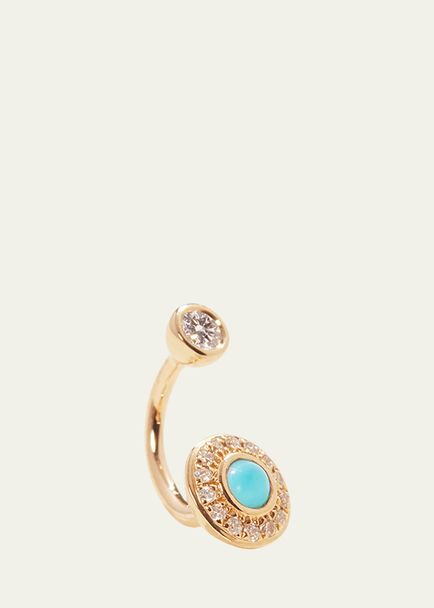 14k Yellow Gold Turquoise and Pave Diamond Gravitation Rook Earring