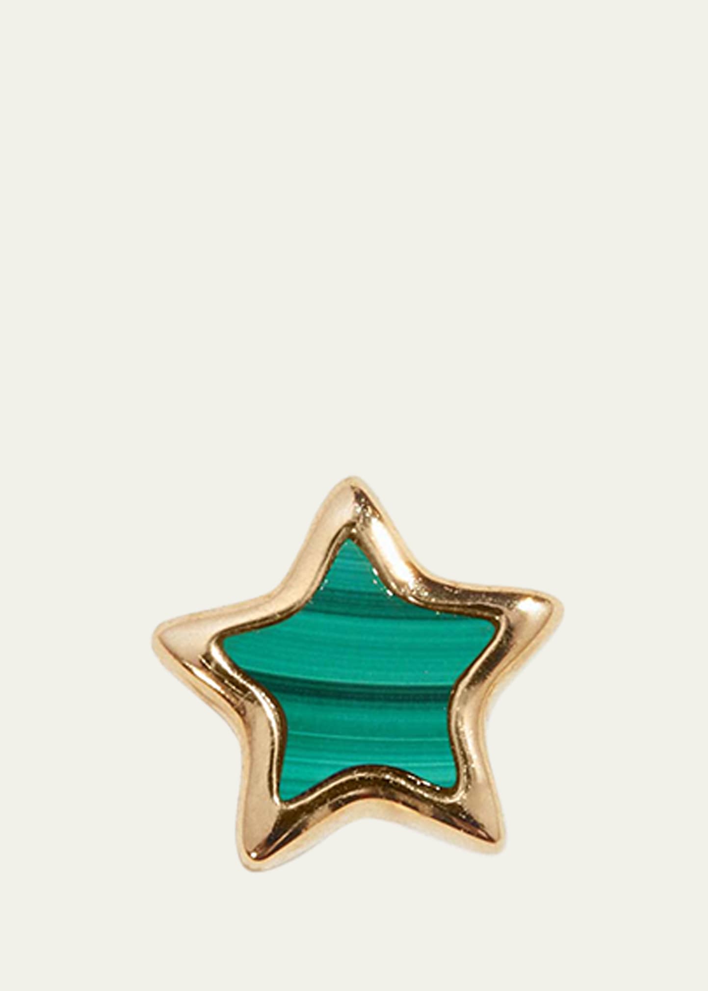 14k Yellow Gold Malachite Star Stud Earring