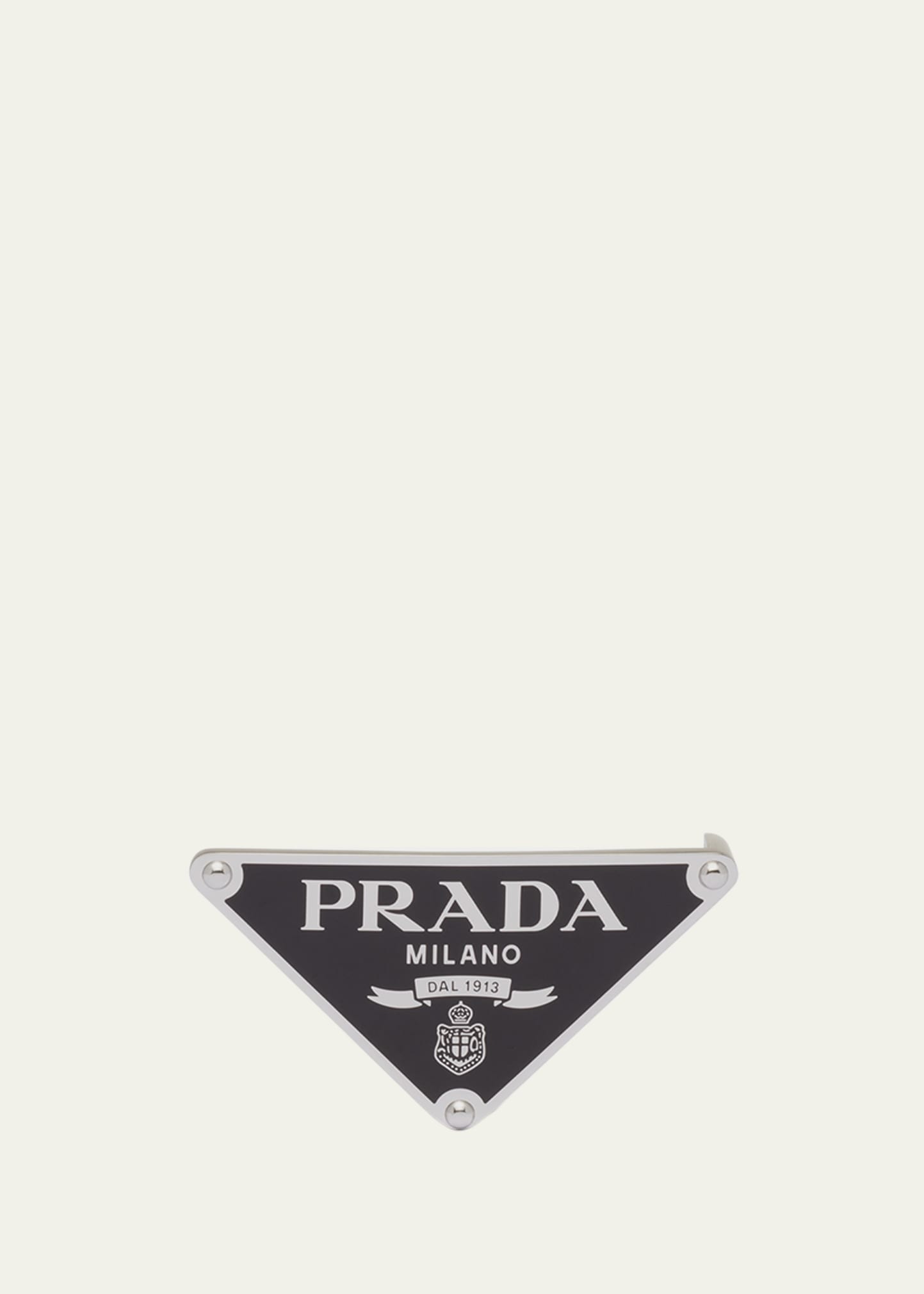 Prada Men's Triangle Logo Metal Belt Buckle In Black