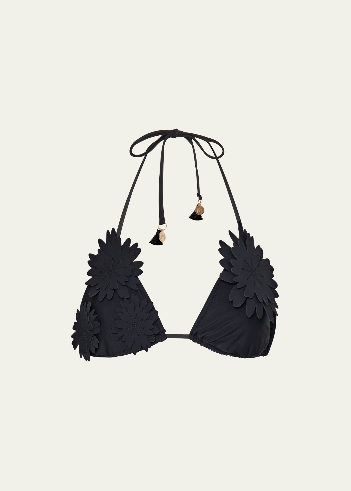 Milly Cabana Floral Applique Triangle Bikini Top