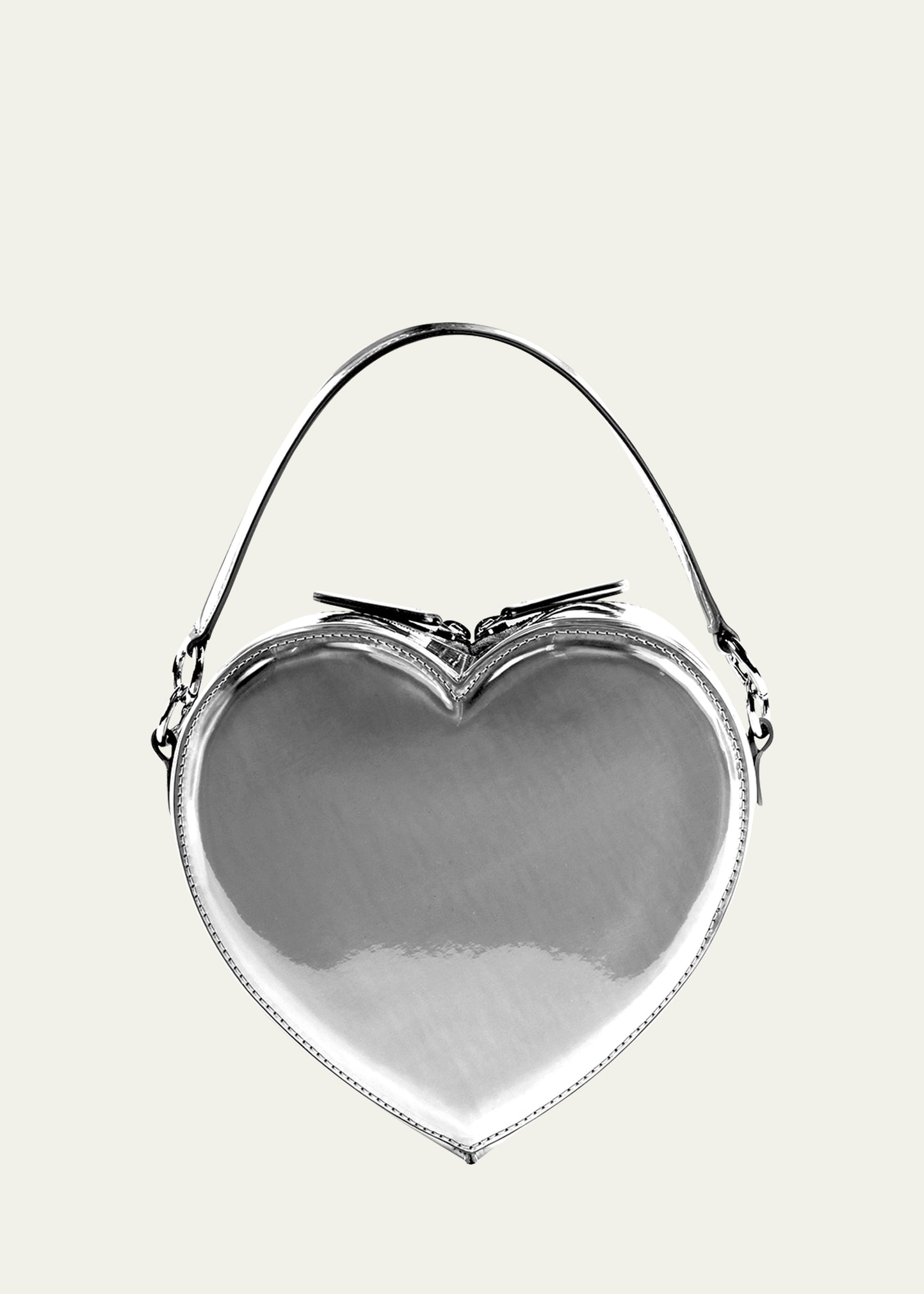 Liselle Kiss Harley Heart Metallic Faux-leather Top-handle Bag In Silver Mirror