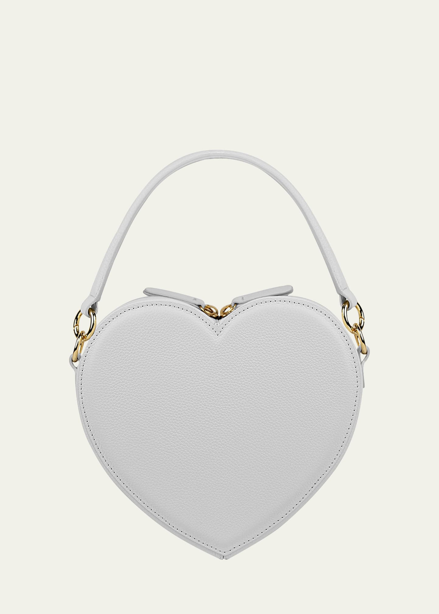 Liselle Kiss Harley Heart Leather Top-handle Bag In White Pebble/gold