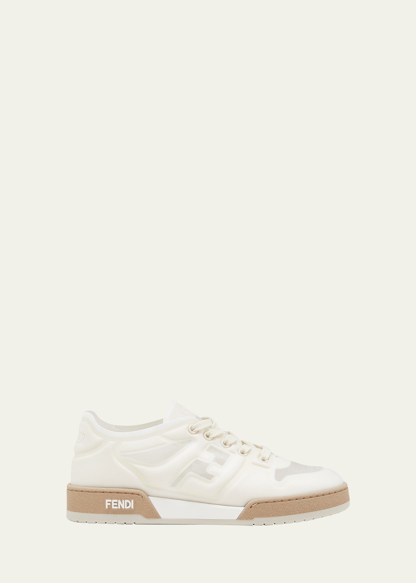Fendi Neutral Match Low Top Leather Sneakers In White