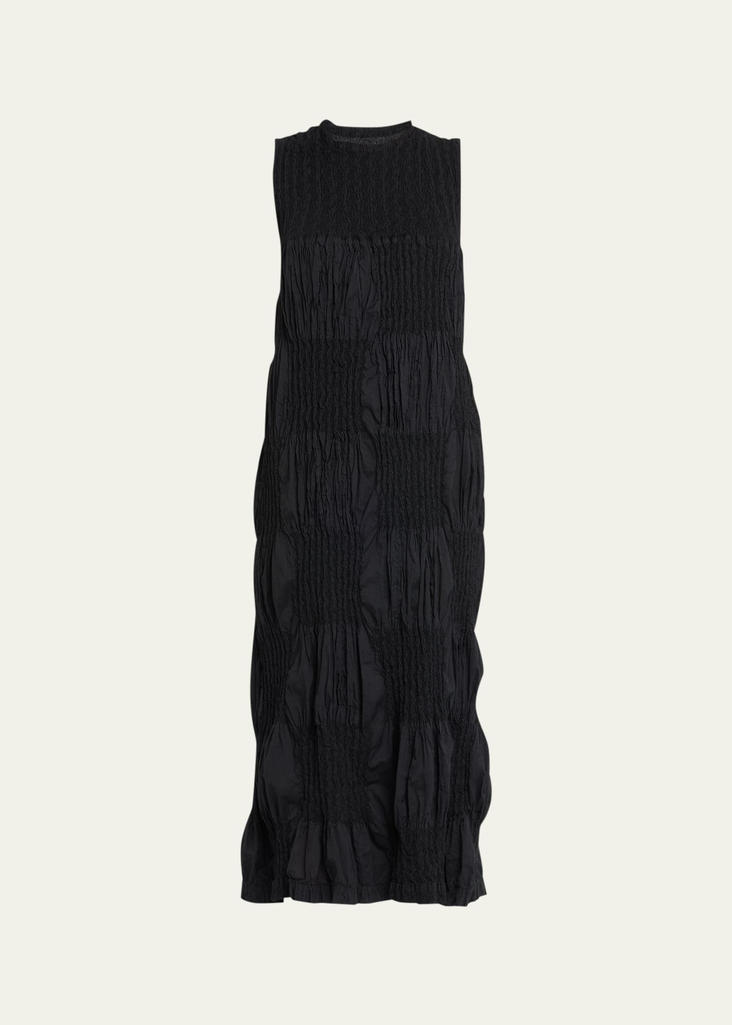 Issey Miyake Technical-pleat Knitted Cotton-blend Midi Dress In 15 Black