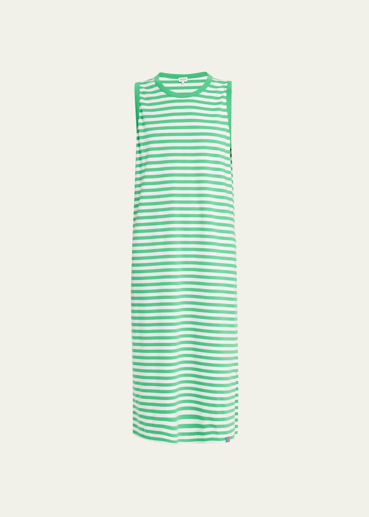 Kule The Tank Sleeveless Cotton Stripe Maxi Dress In Green/white