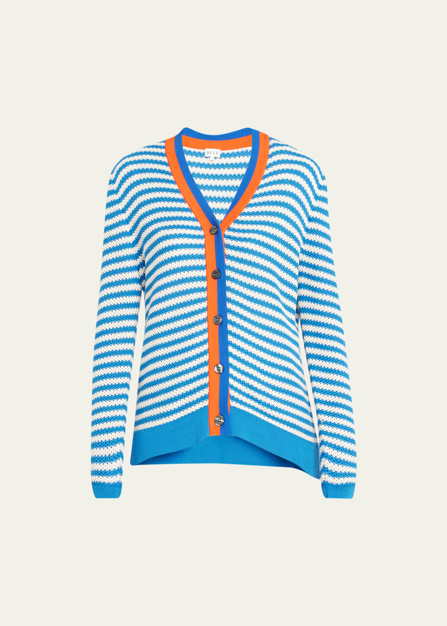 Kule The Raven Crochet Stripe Rib-Trim Cardigan