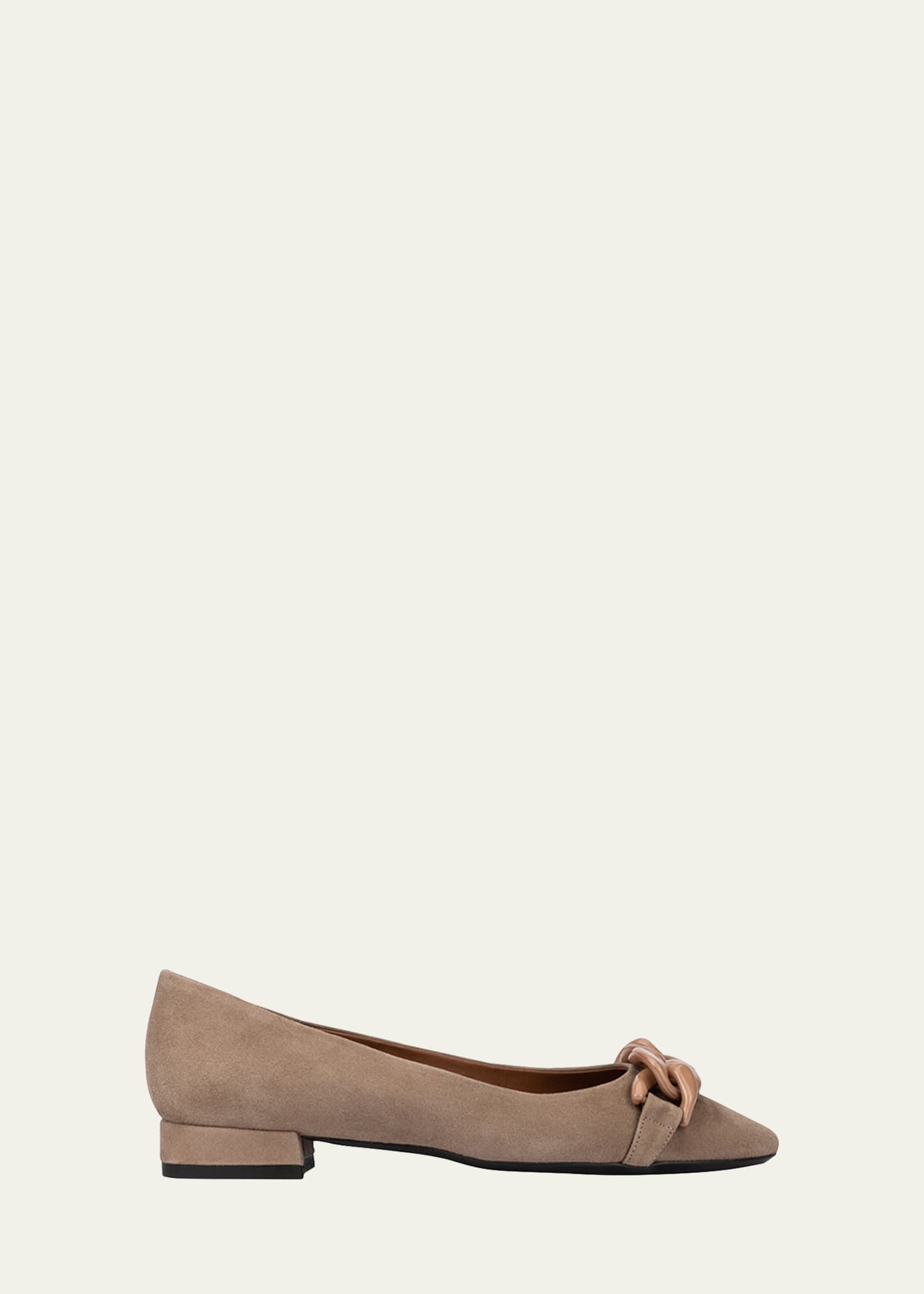 Aquatalia Palina Suede Chain Ballerina Flats In Taupe