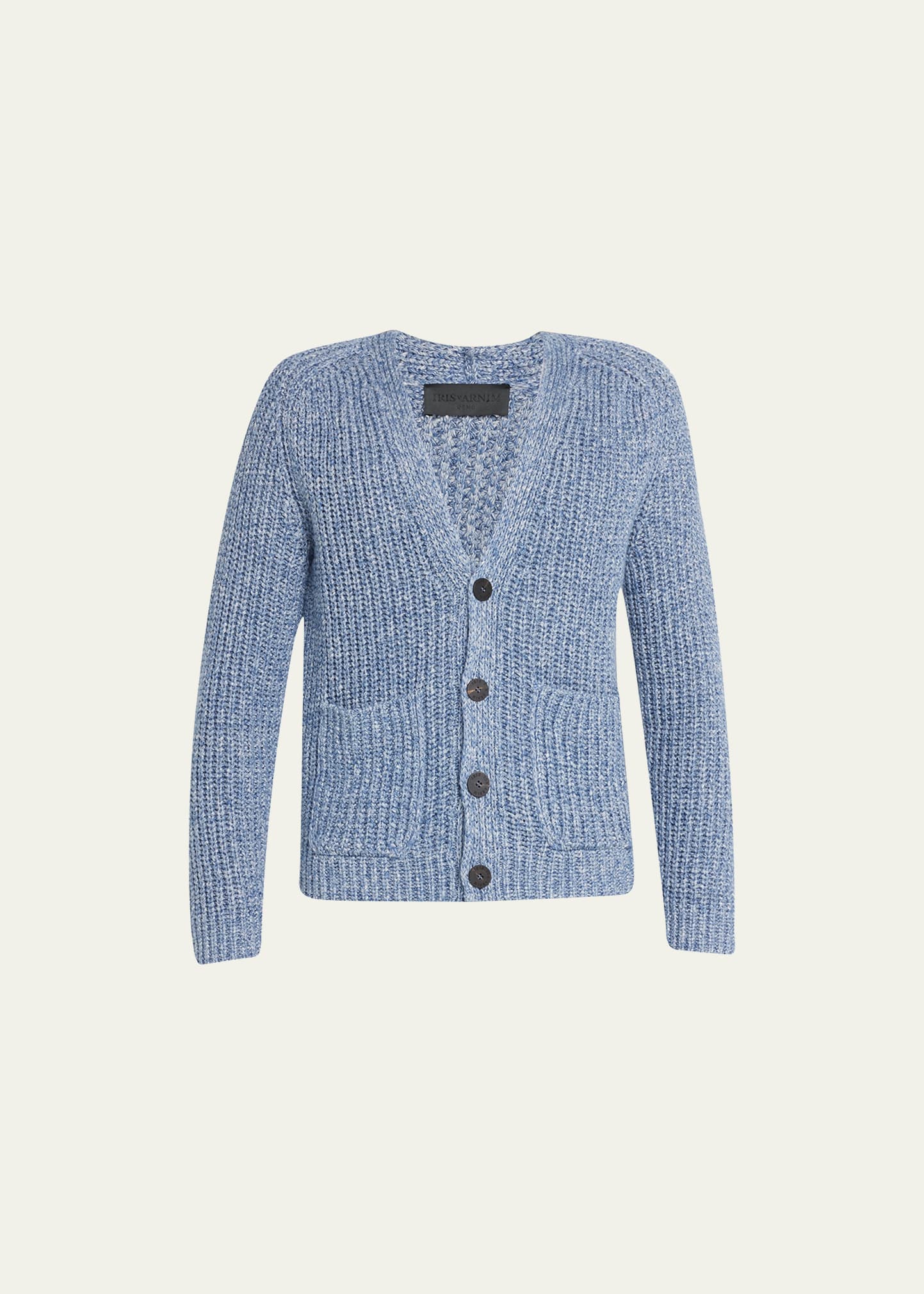Iris Von Arnim Men's Silk-Linen Knit Cardigan Sweater
