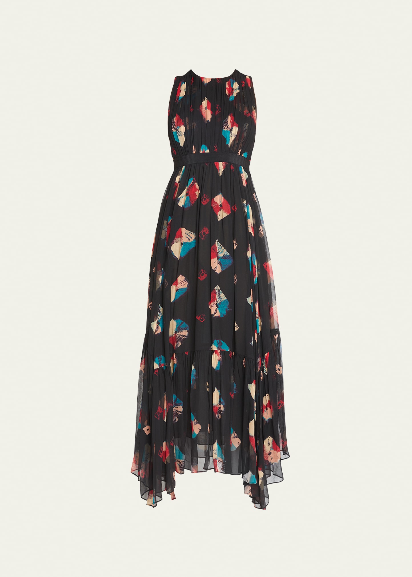 Ulla Johnson Sarai Sleeveless Silk Handkerchief Midi Dress In Nocturne