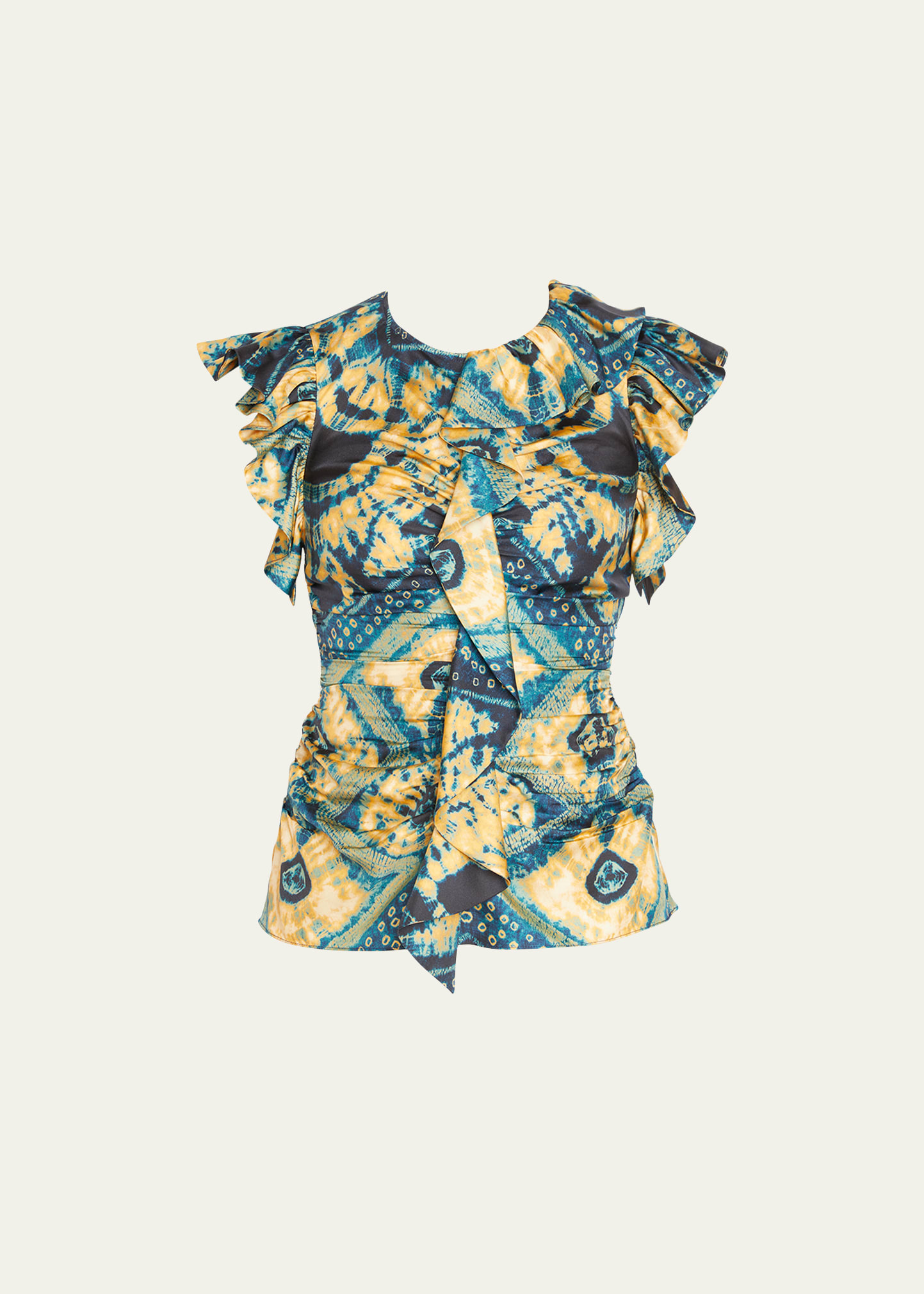Ulla Johnson Vida Washed Silk Poplin Ruffle Top In Constellation