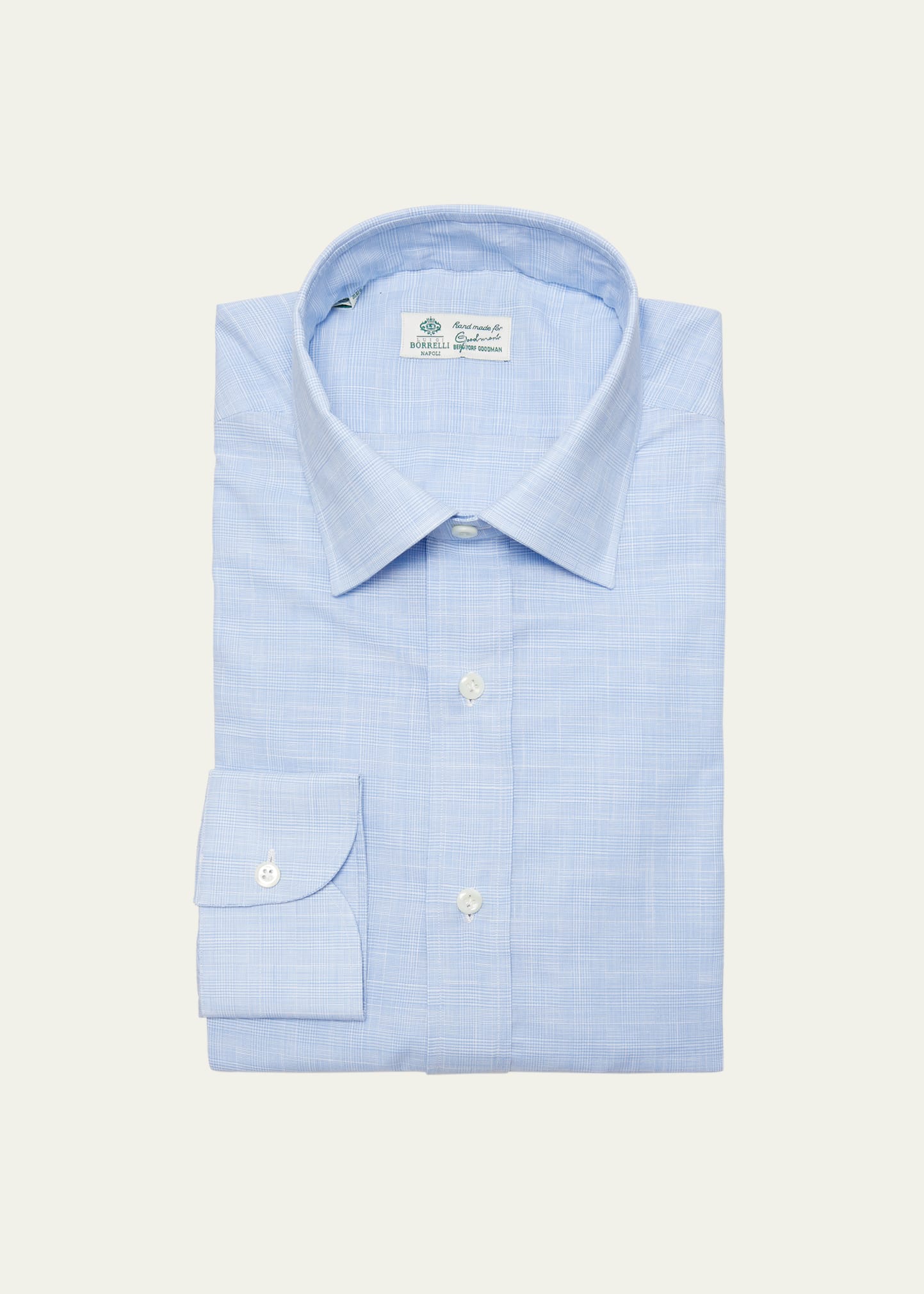 Borrelli Men's Mini-check Cotton Dress Shirt In 1 Blue White