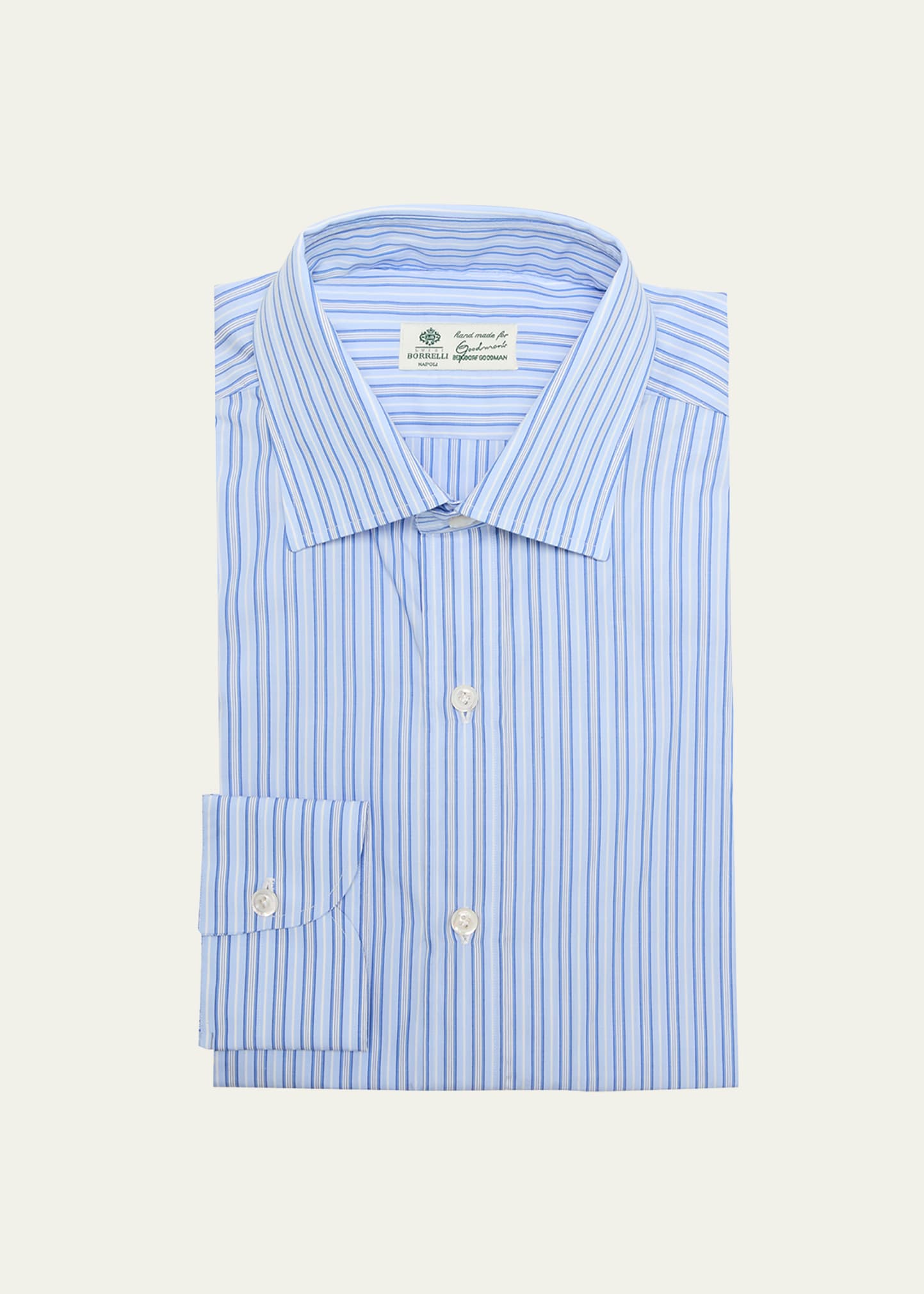 Borrelli Men's Cotton Multi-stripe Dress Shirt In 5 Blue White