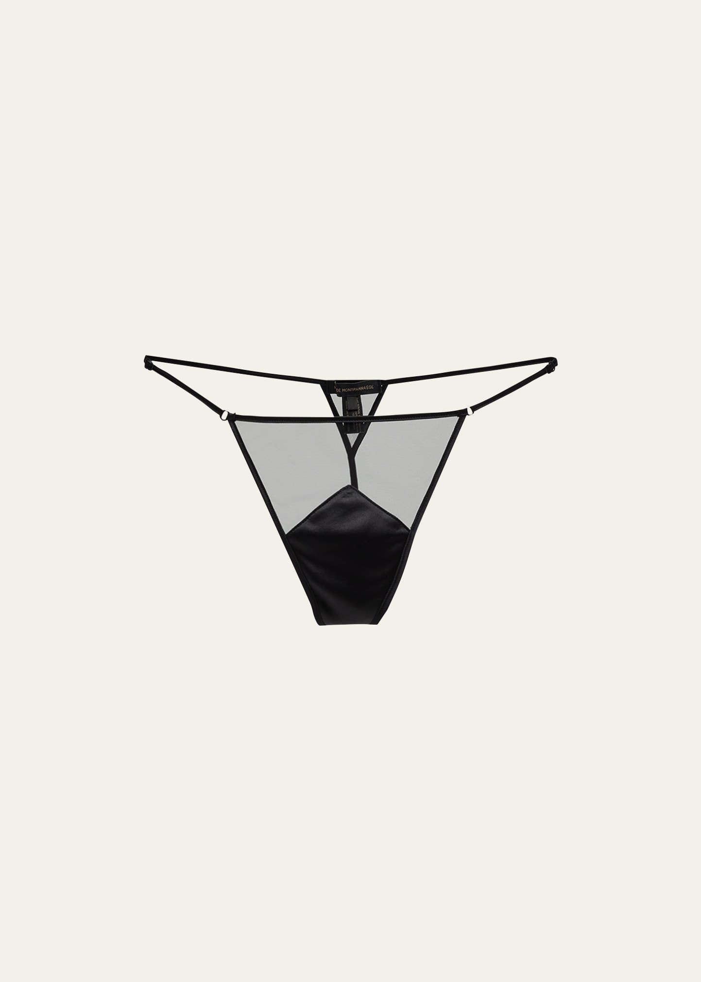 Kiki De Montparnasse Peep Show Mesh & Silk G-string In Black