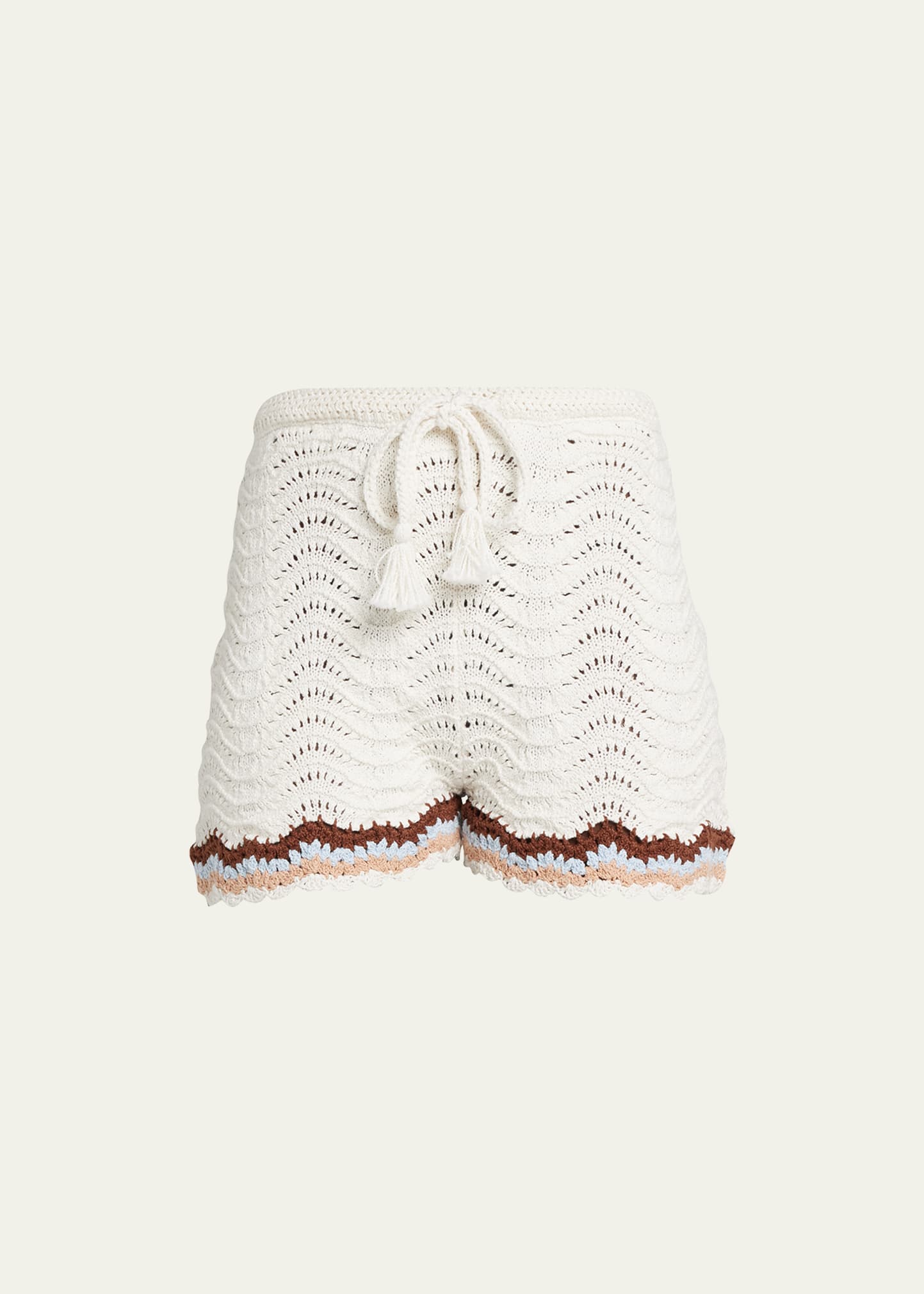 Cara Cara Aicha Drawstring Crochet Shorts In Natural Crochet